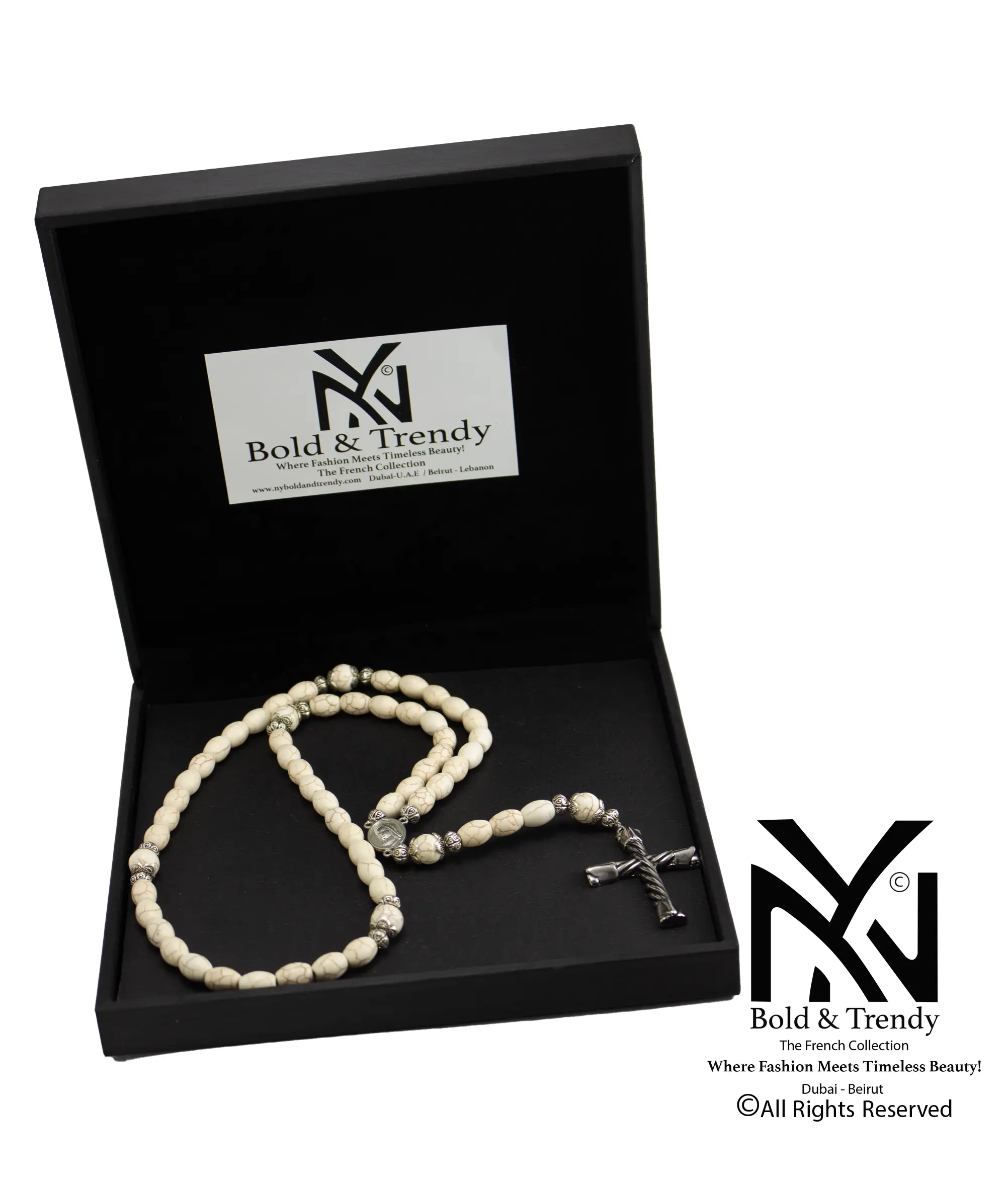  Christian-Prayer-Rosary-White-Feroza-Stone 1