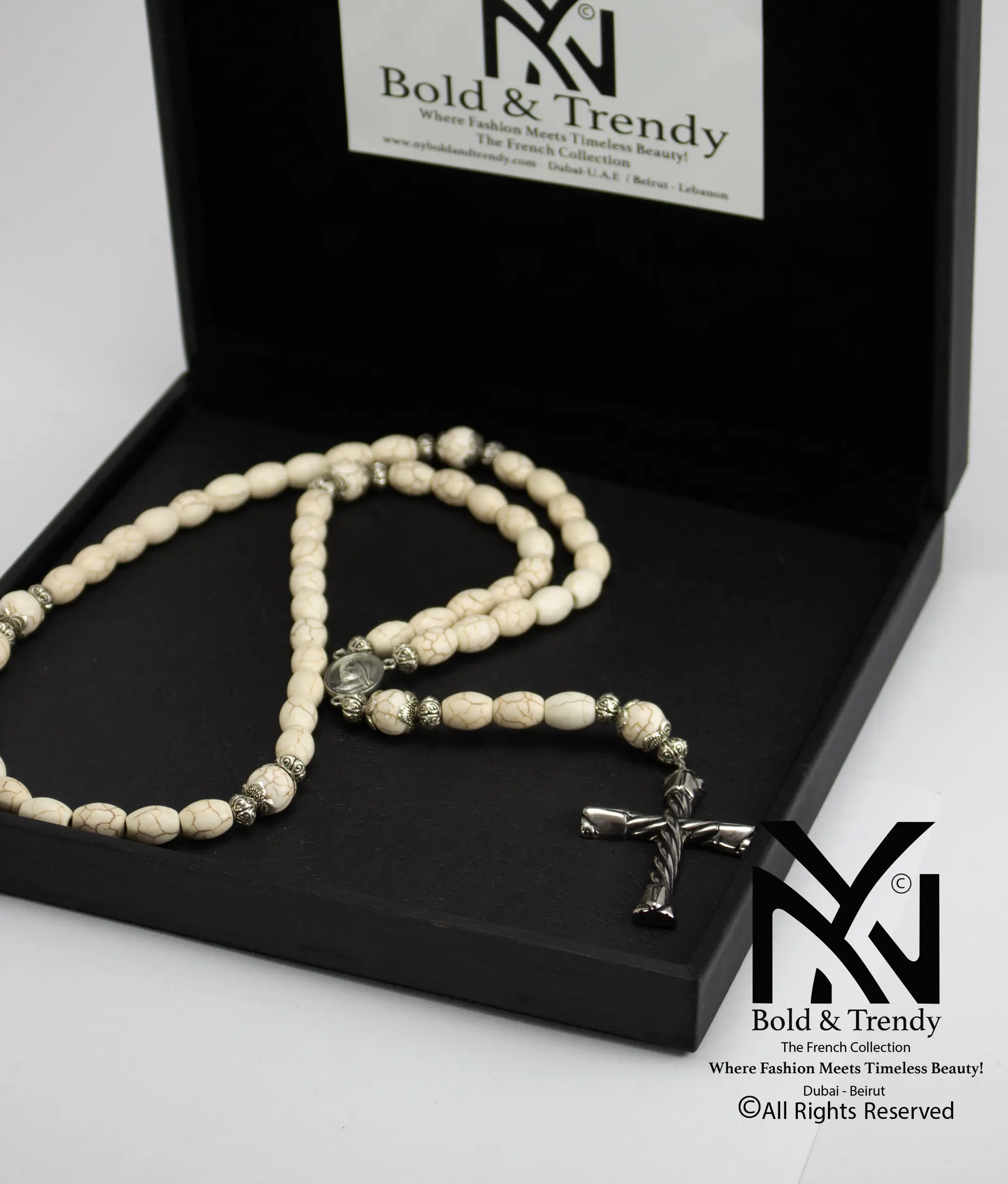  Christian-Prayer-Rosary-White-Feroza-Stone 1