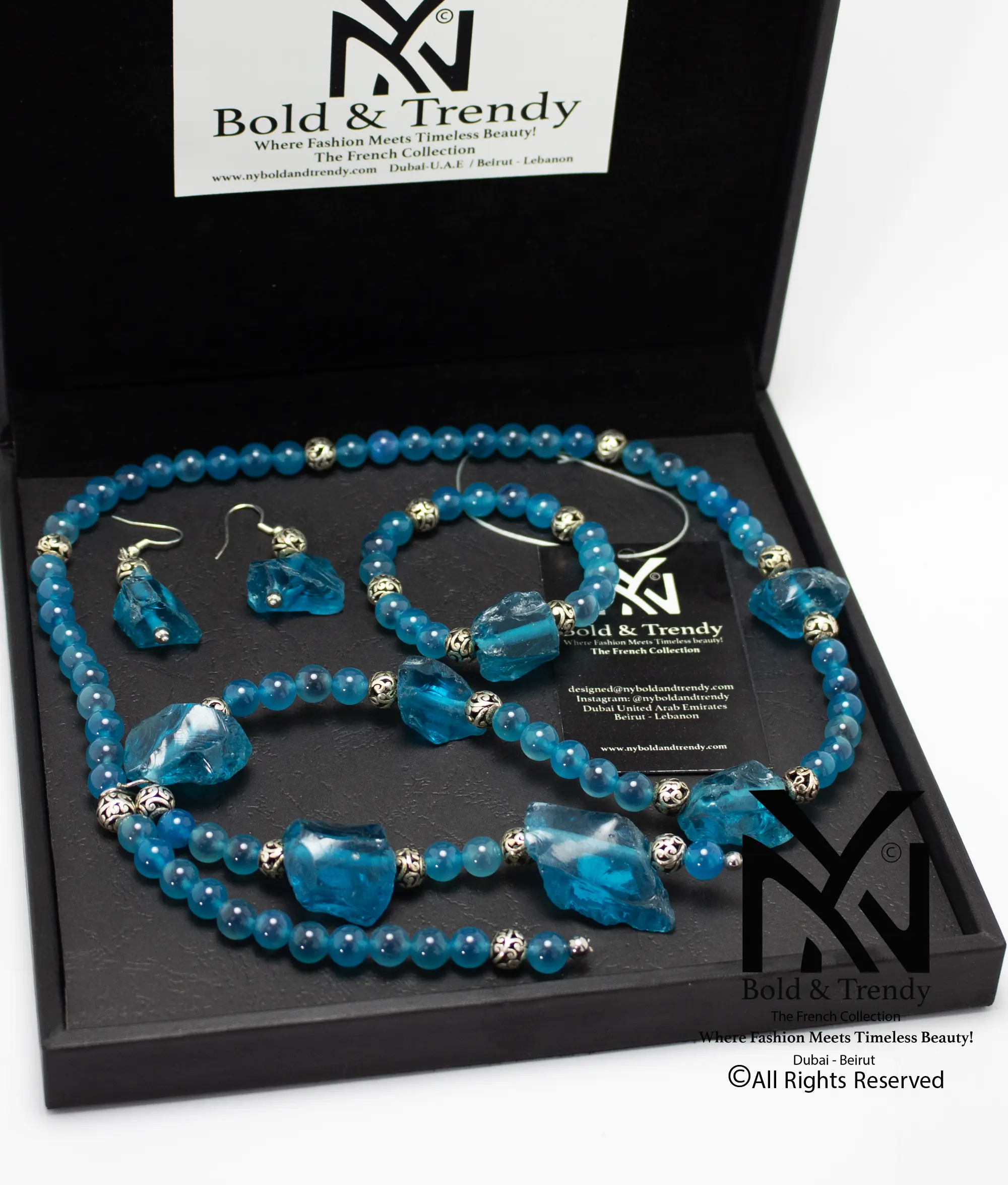  Complete Set Natural Uncut Rough Blue Aquamarine Stone and Beads 1