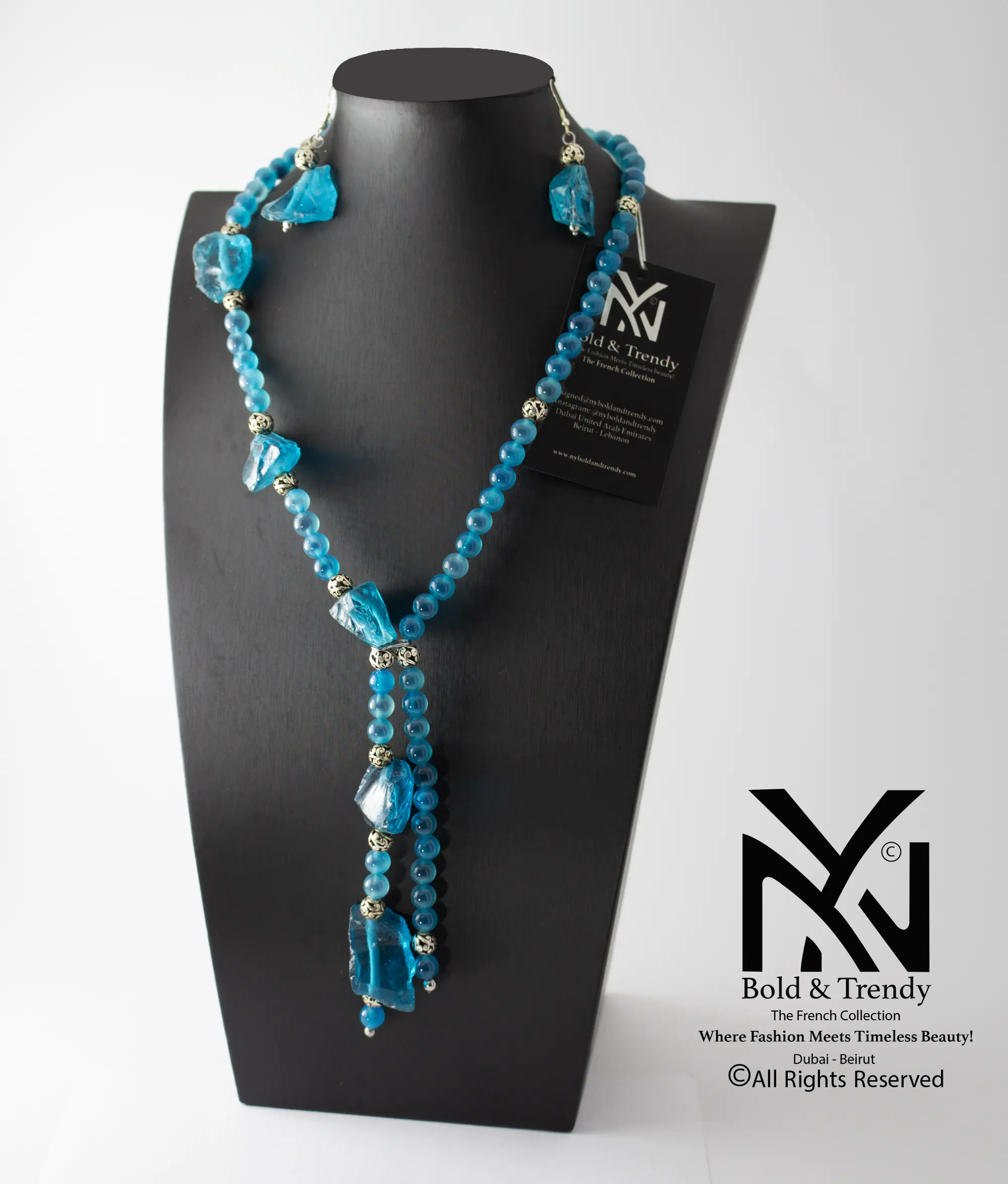  Complete Set Natural Uncut Rough Blue Aquamarine Stone and Beads 1
