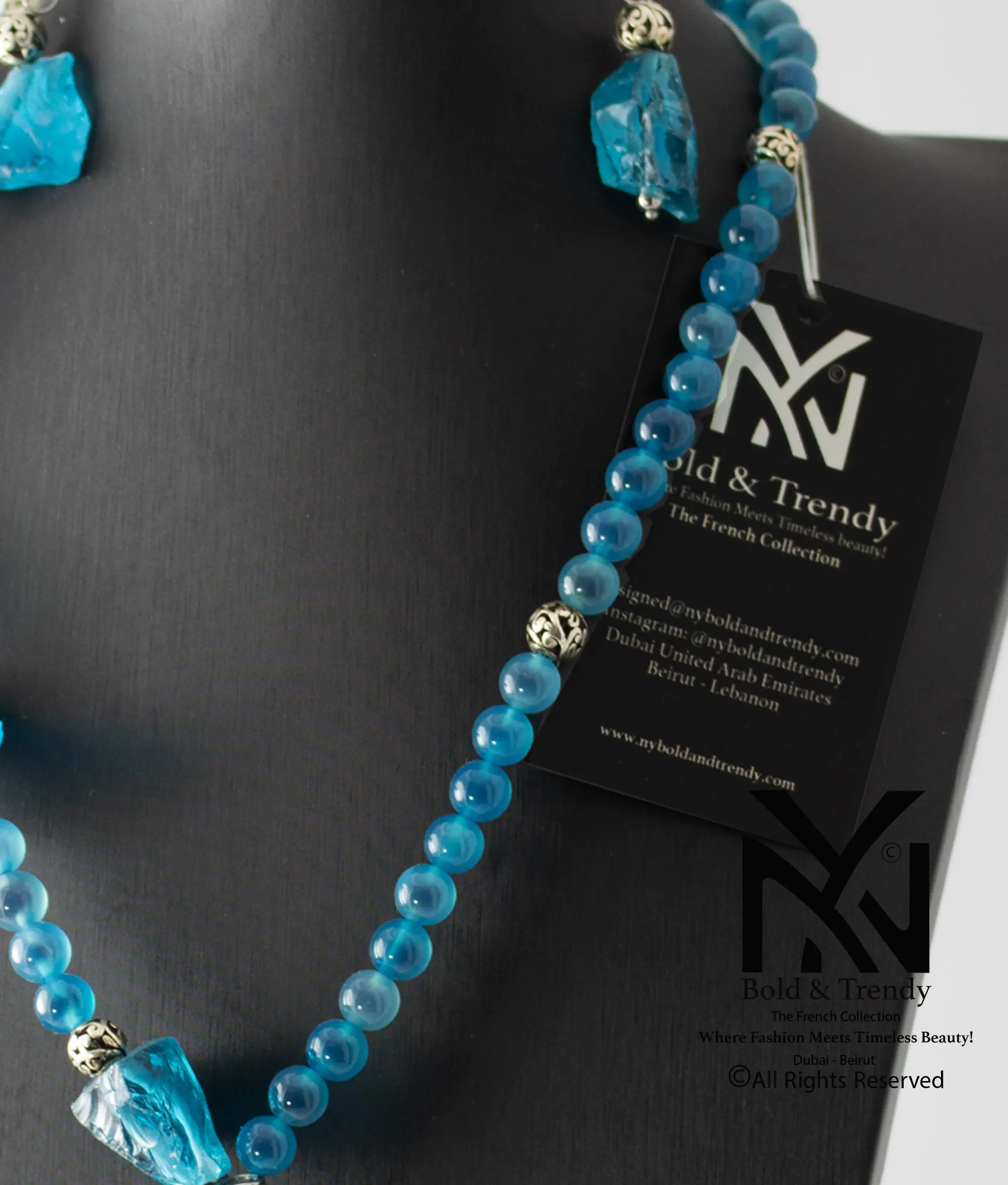  Complete Set Natural Uncut Rough Blue Aquamarine Stone and Beads 1