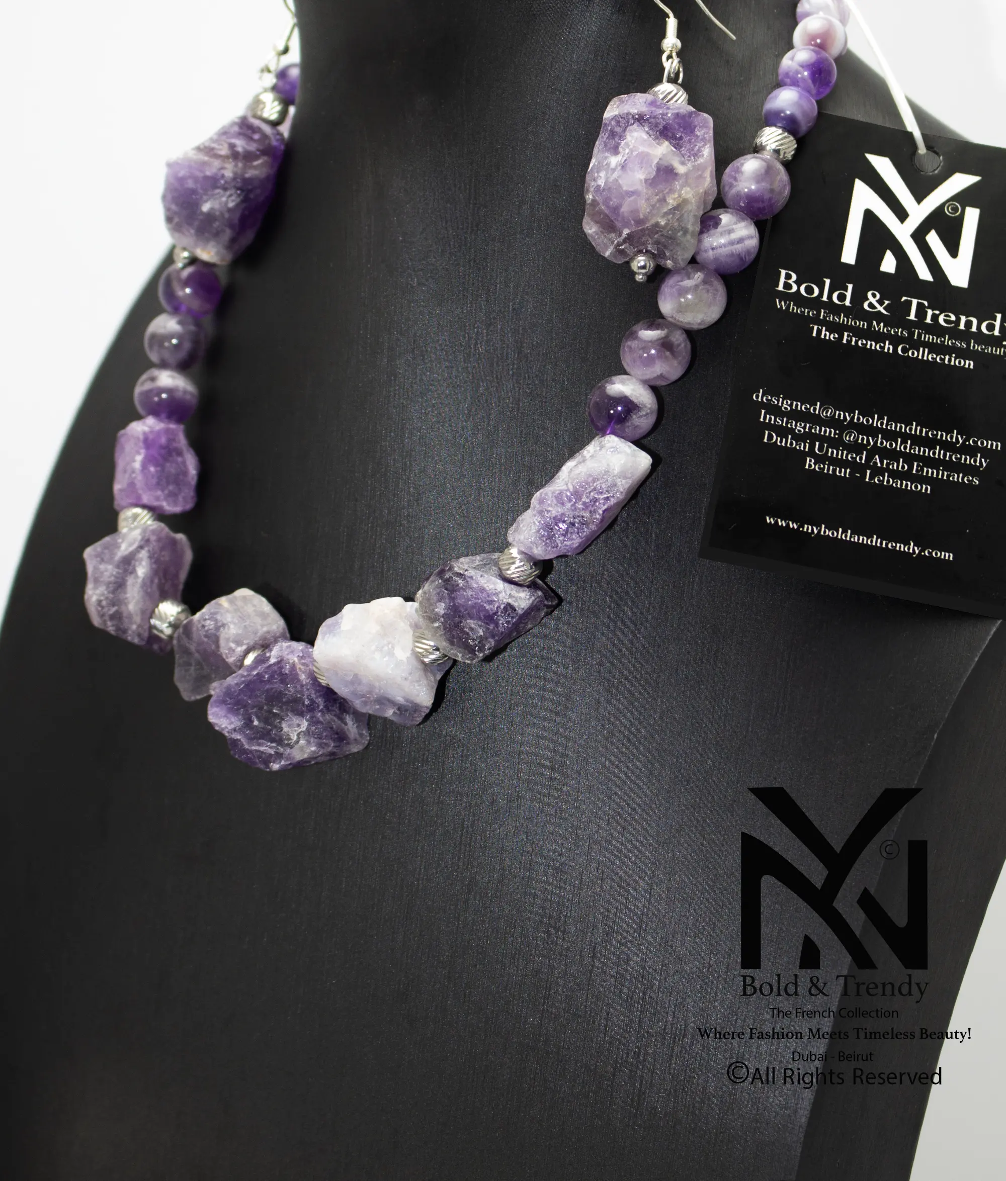  Complete Set Uncut Rough Natural Amethyst Stone And Natural Beads 1