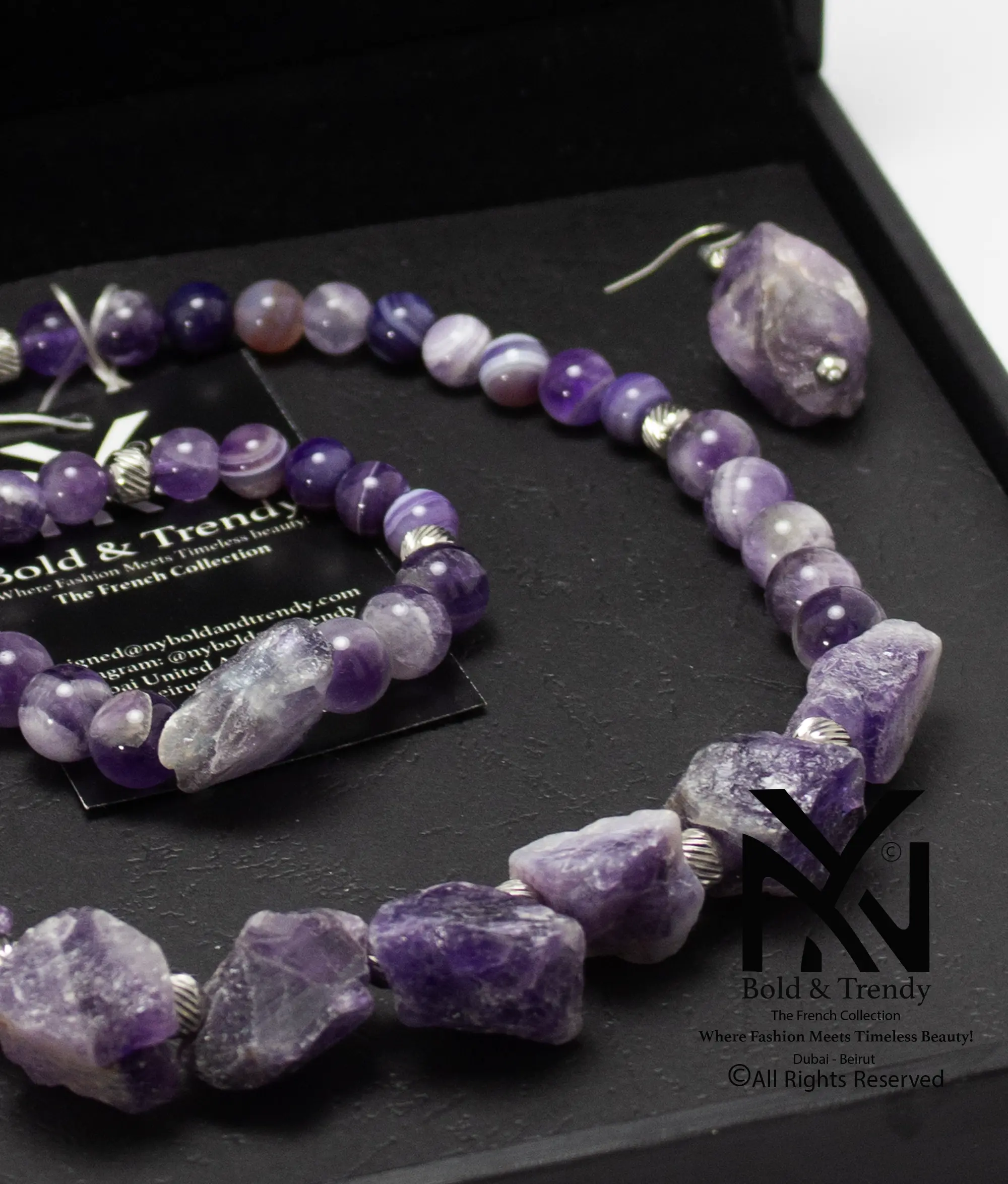  Complete Set Uncut Rough Natural Amethyst Stone And Natural Beads 1