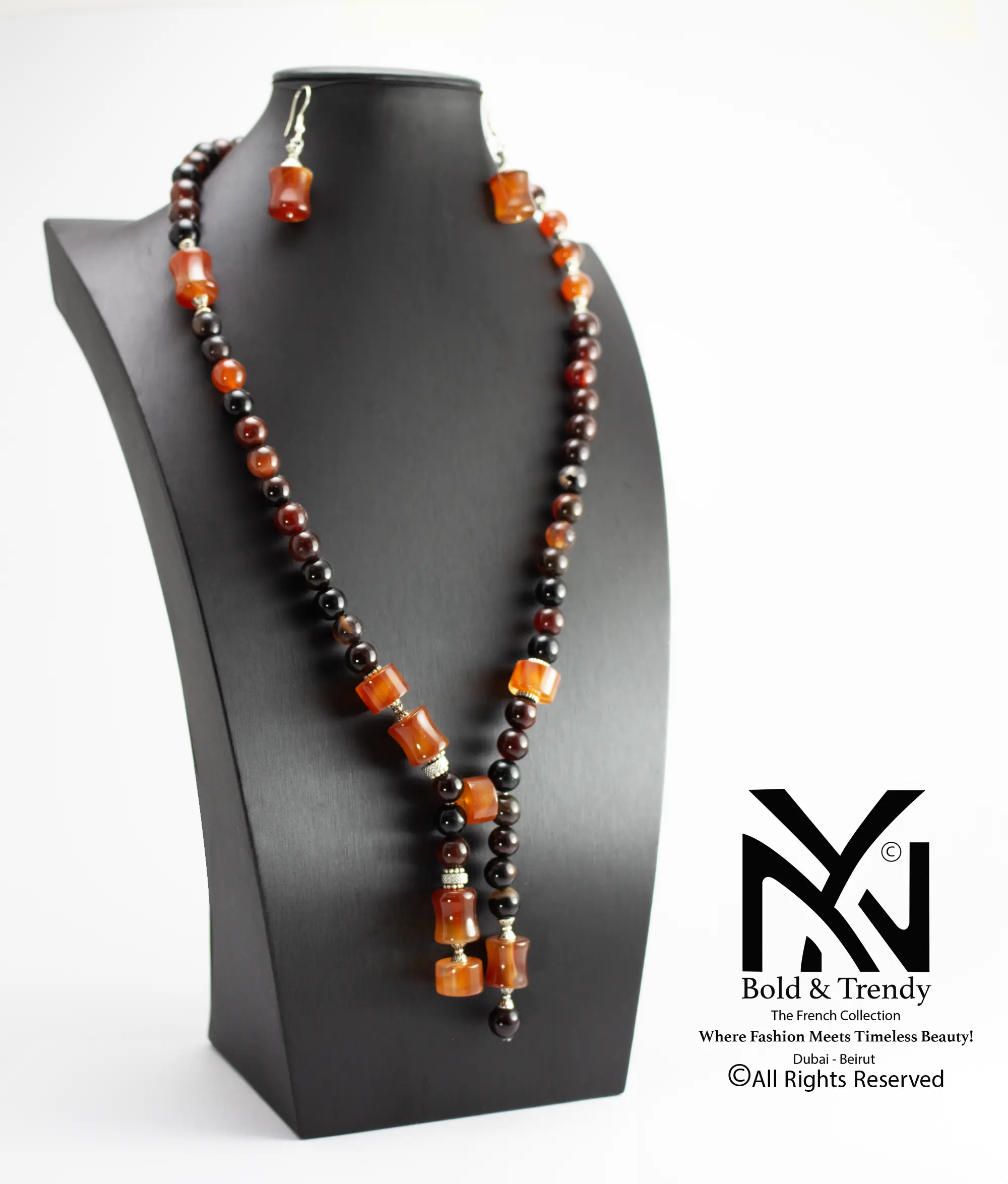 Exclusive Collection: Rare Agate, Black Australian, Mexican Red Fire, Orange Peach Yamani, and Silver Set from NY Bold & Trendy