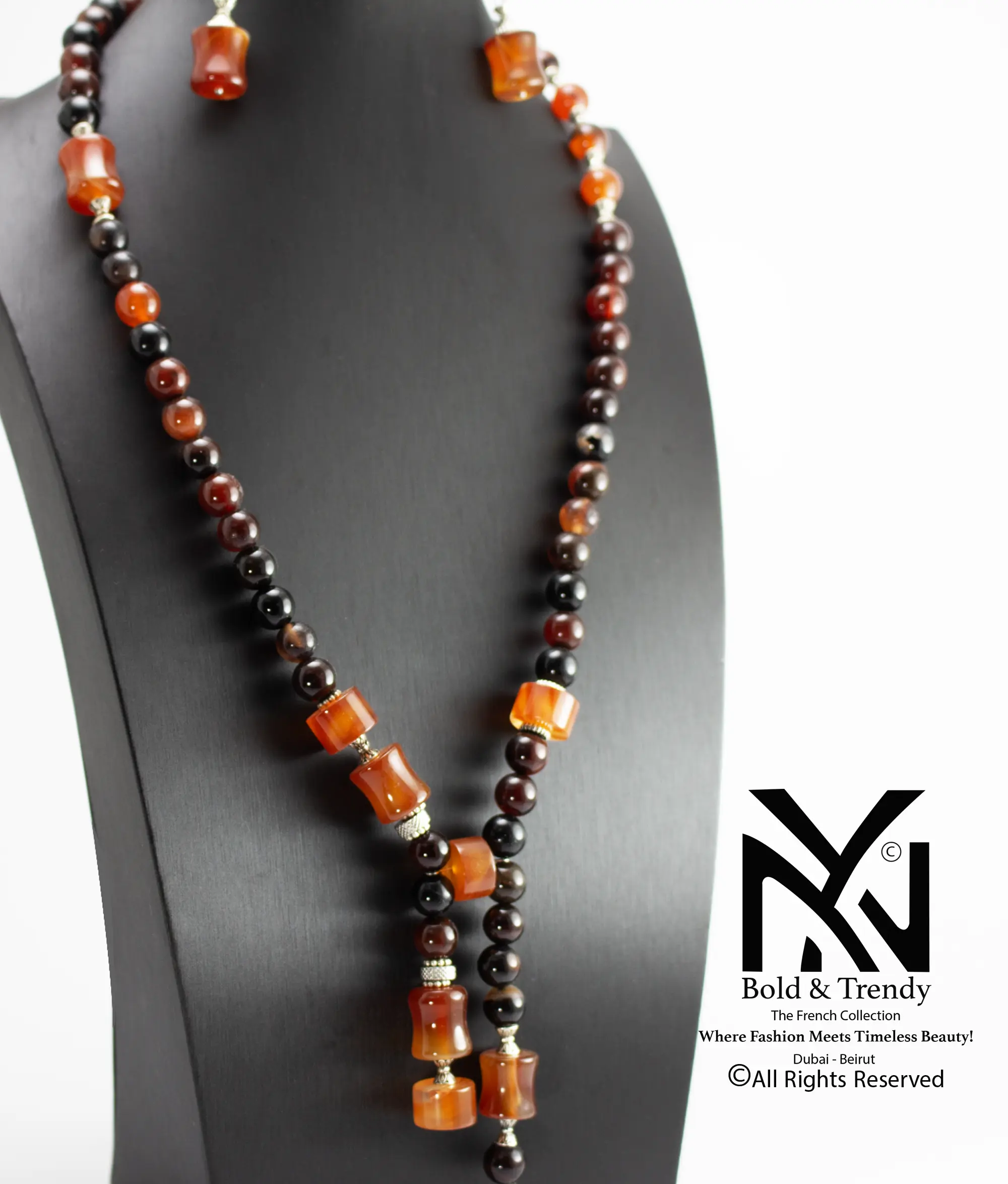 Exclusive Collection: Rare Agate, Black Australian, Mexican Red Fire, Orange Peach Yamani, and Silver Set from NY Bold & Trendy