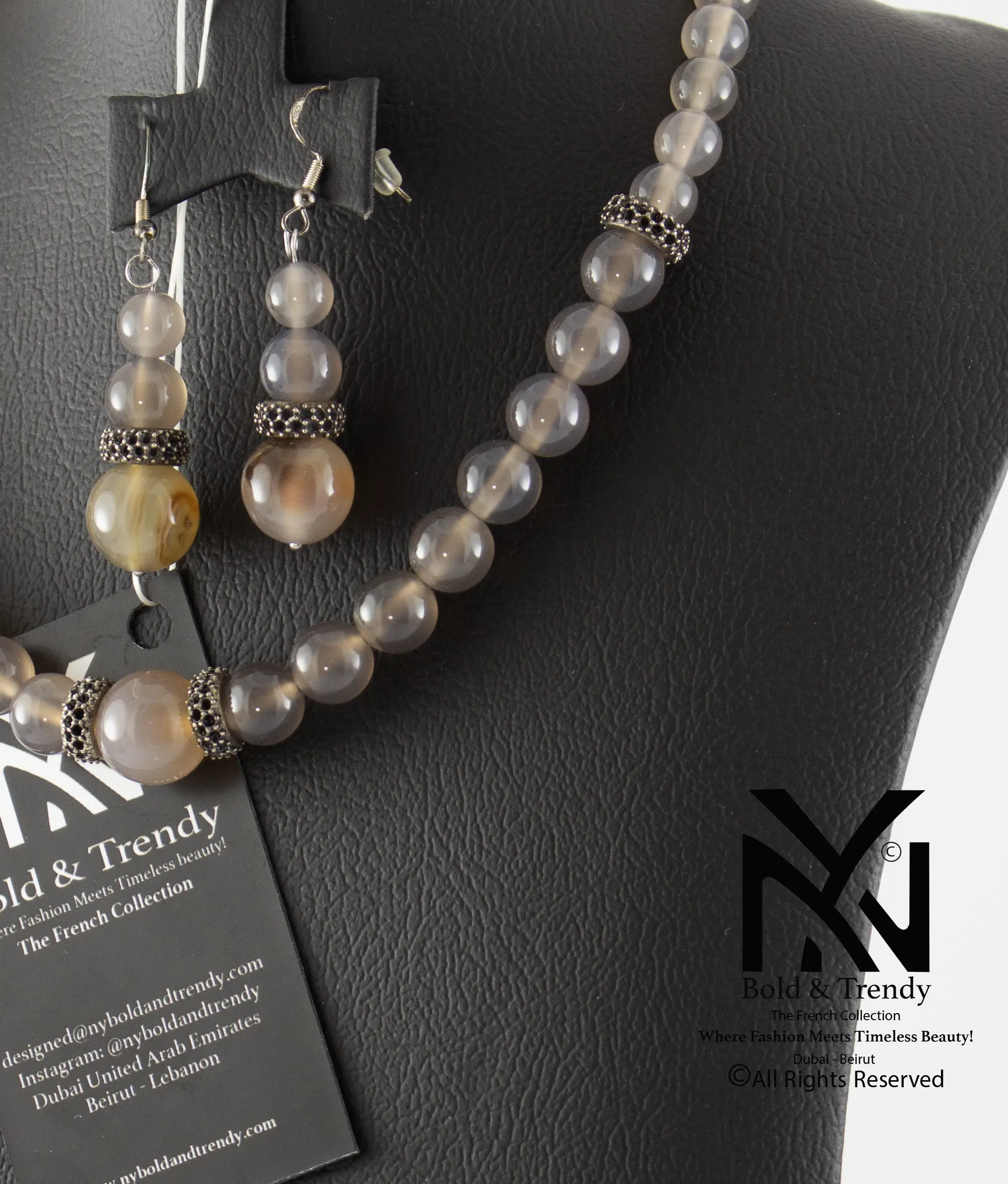  Complete Set Botswana Smokey Onyx Agate And Zircon 1
