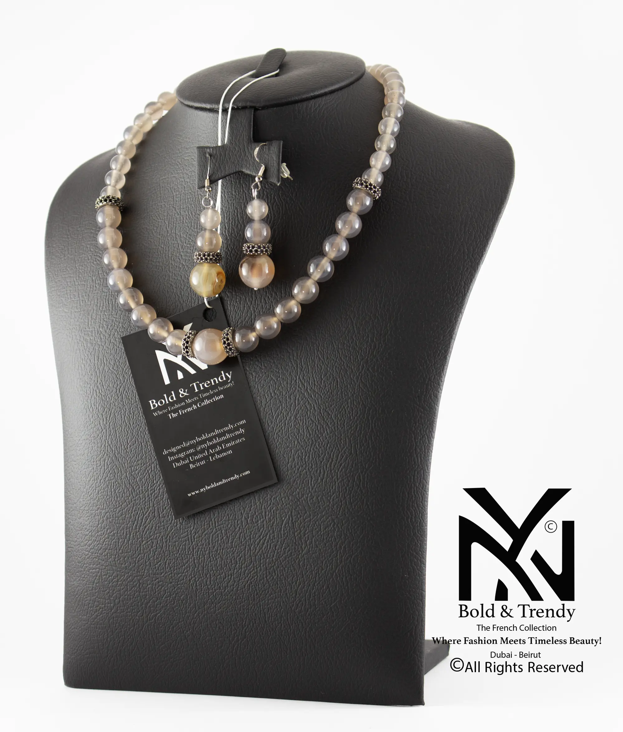  Complete Set Botswana Smokey Onyx Agate And Zircon 1