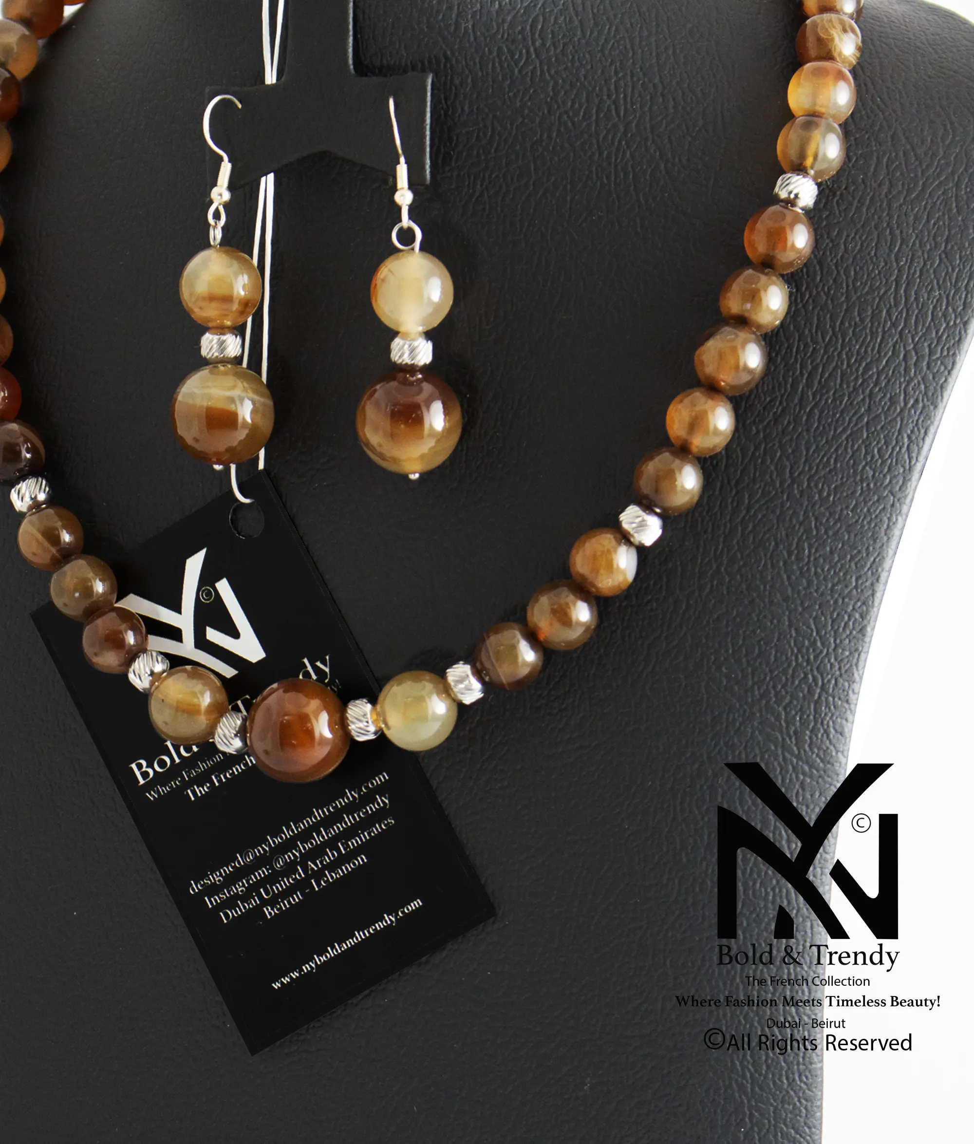  Complete Set Botswana Yellow And Mexican Honey Onyx Agate with Silver 1