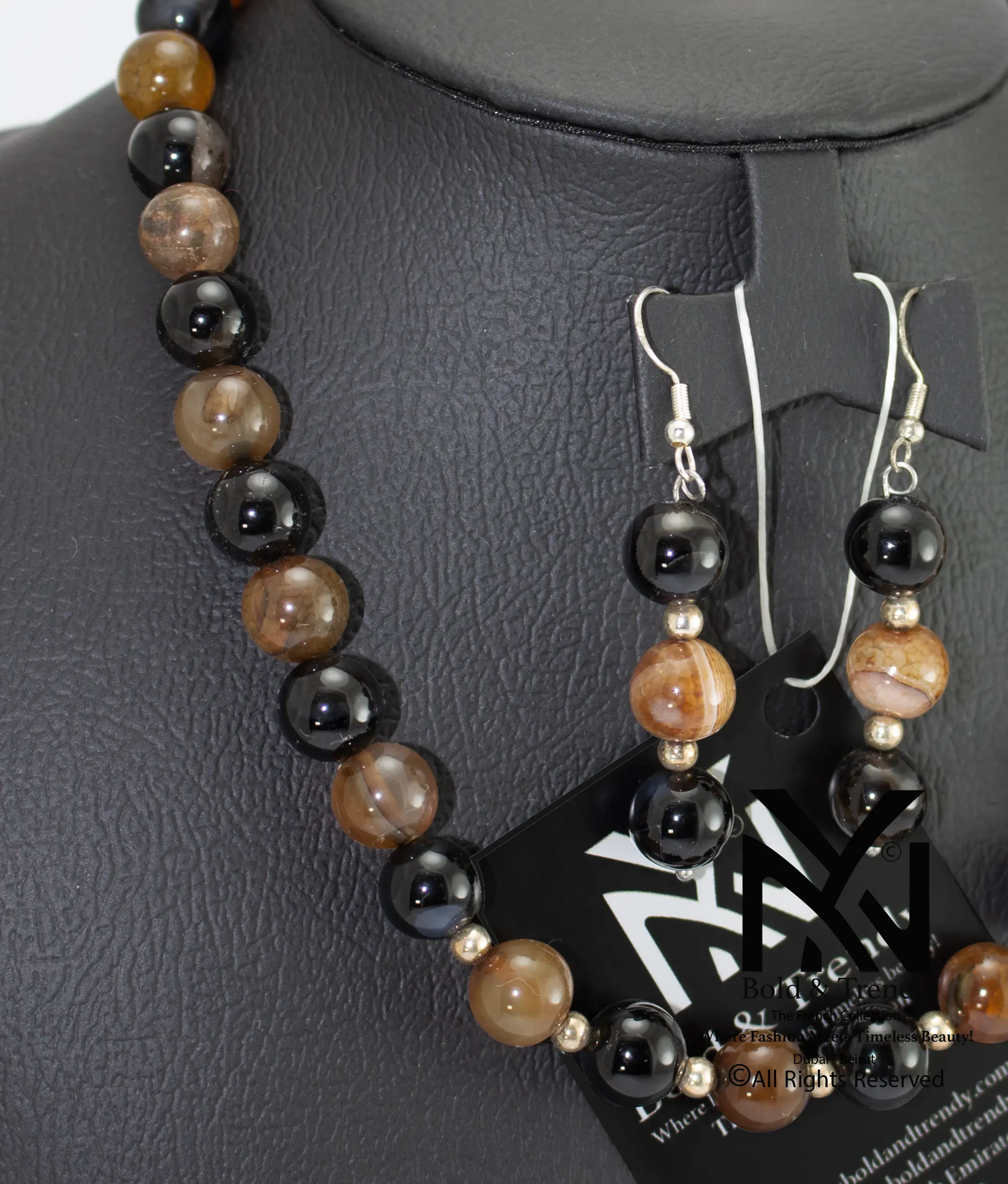  Complete Set Natural Indian And Brazilian Black Brown Agate 1