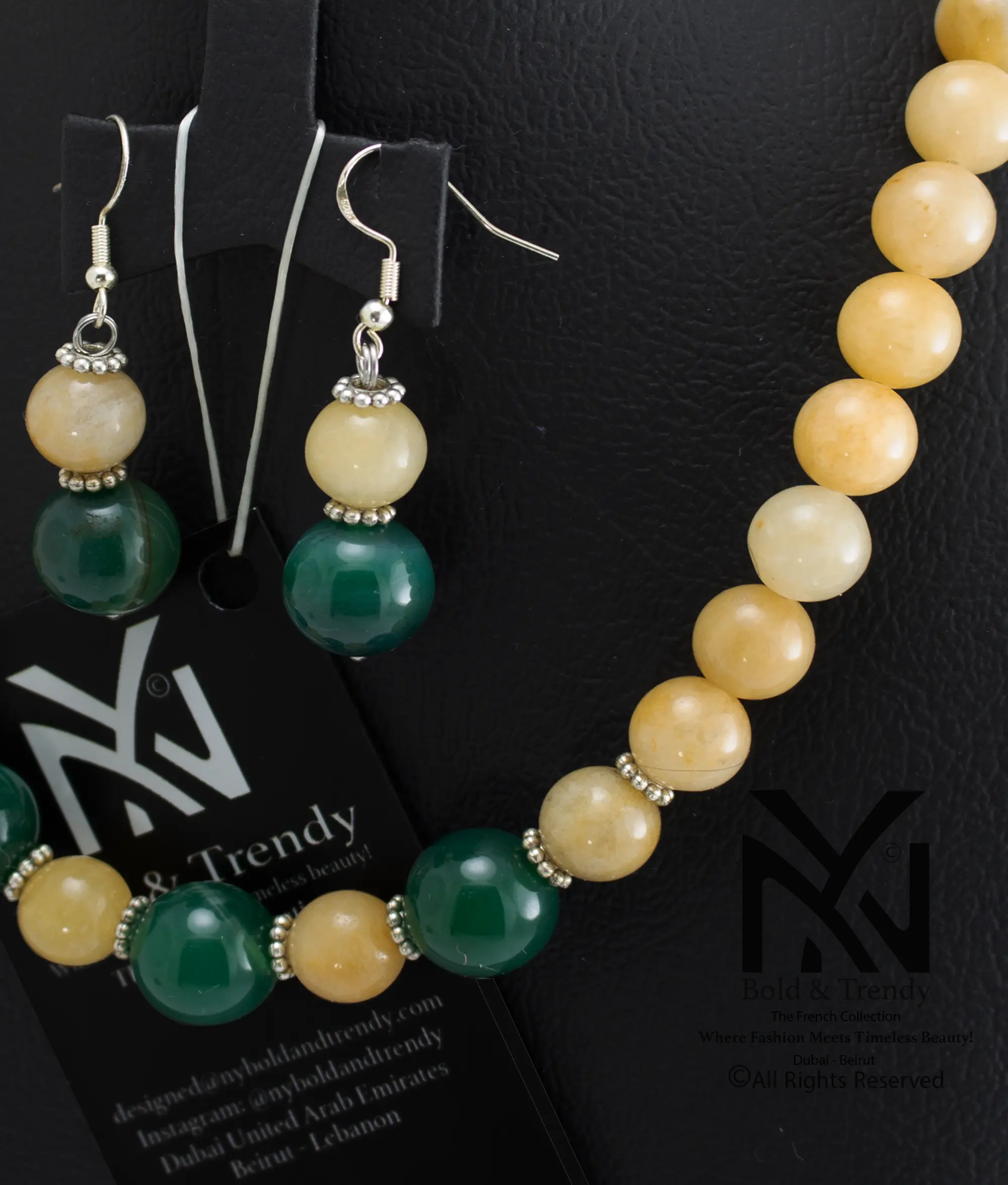  Complete Set Natural Mexican Ivory Agate And Indian Green Agate 1
