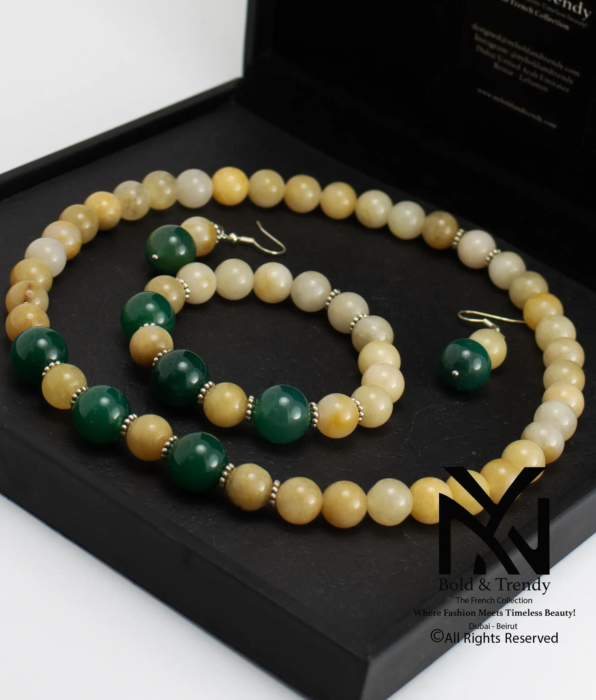  Complete Set Natural Mexican Ivory Agate And Indian Green Agate 1