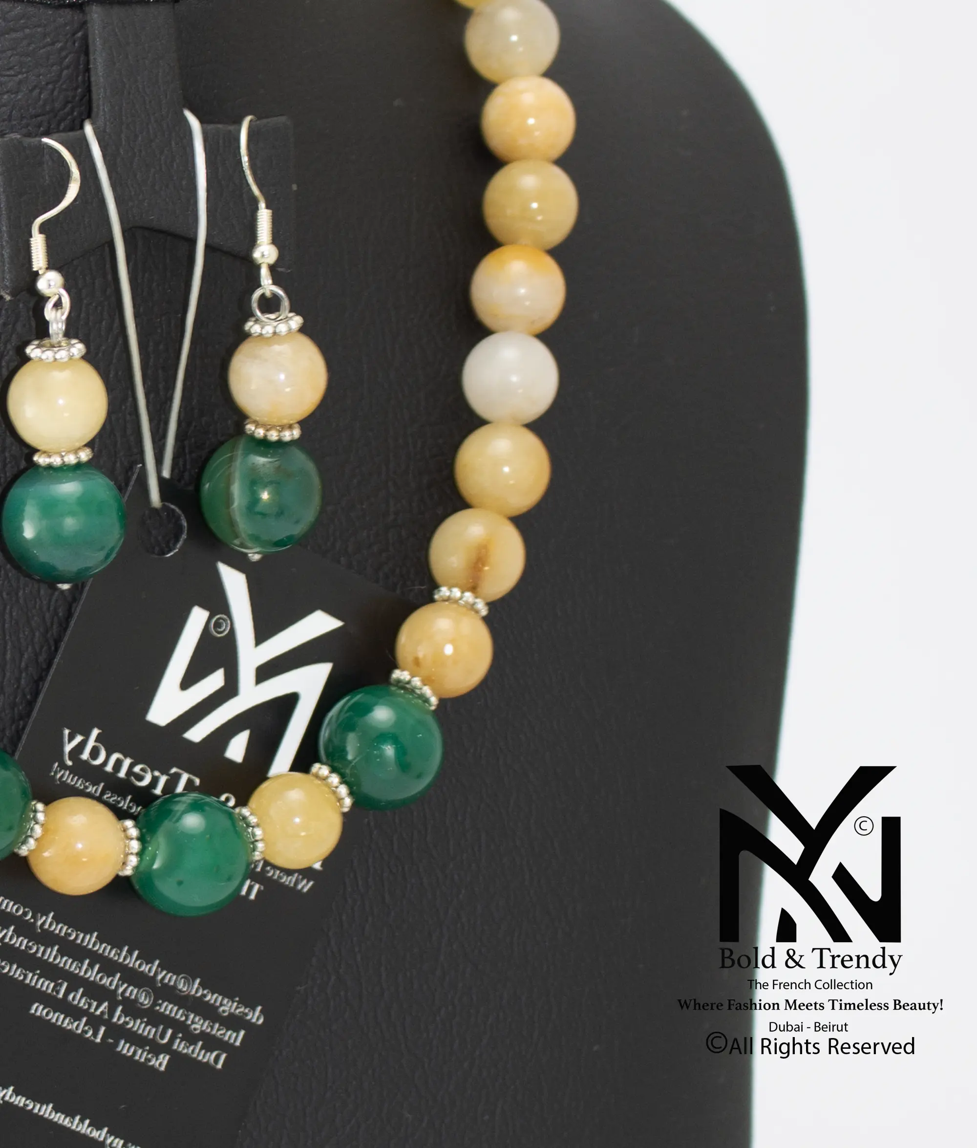  Complete Set Natural Mexican Ivory Agate And Indian Green Agate 1