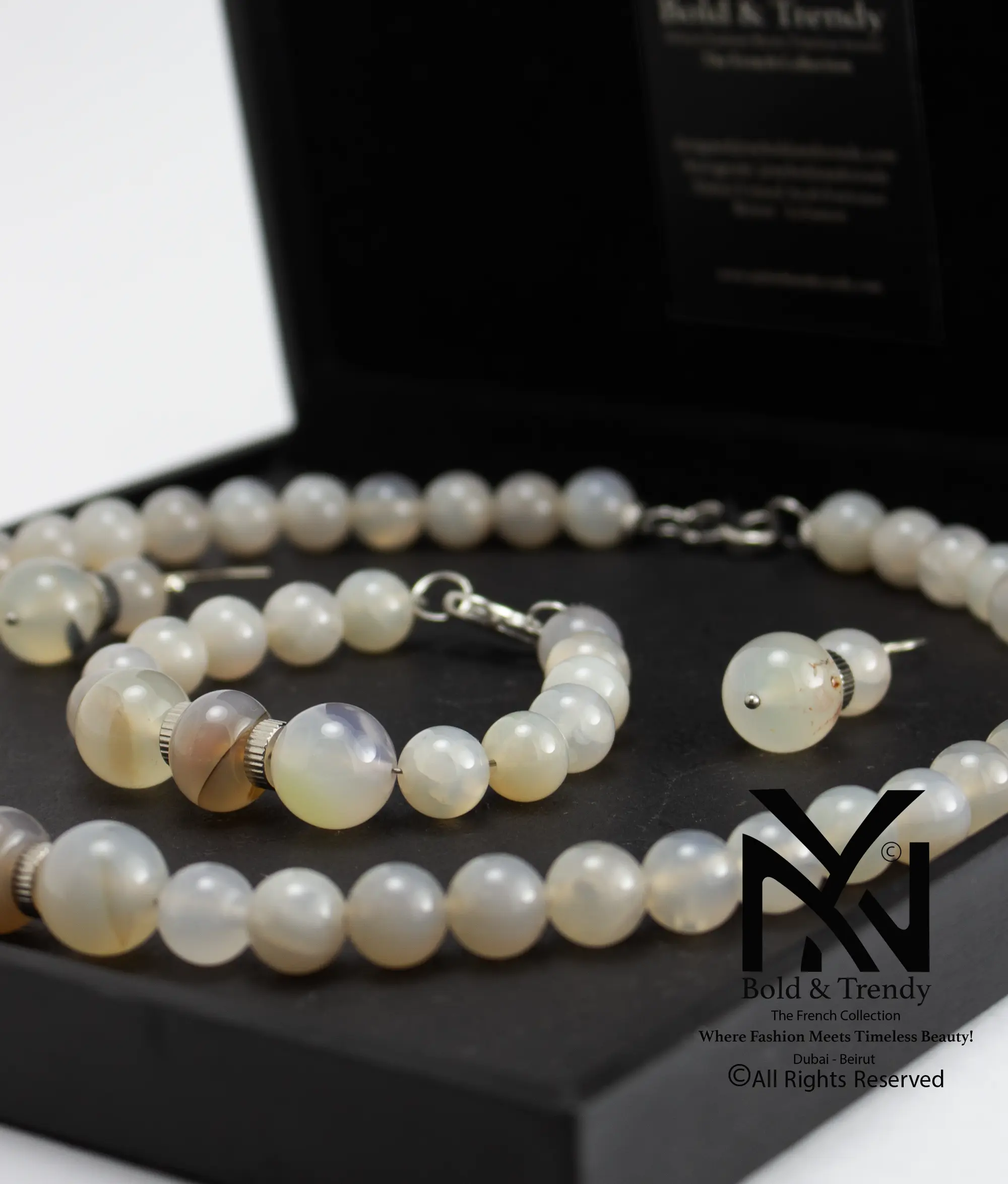  Complete Set Natural Moss Pearl Agate 1