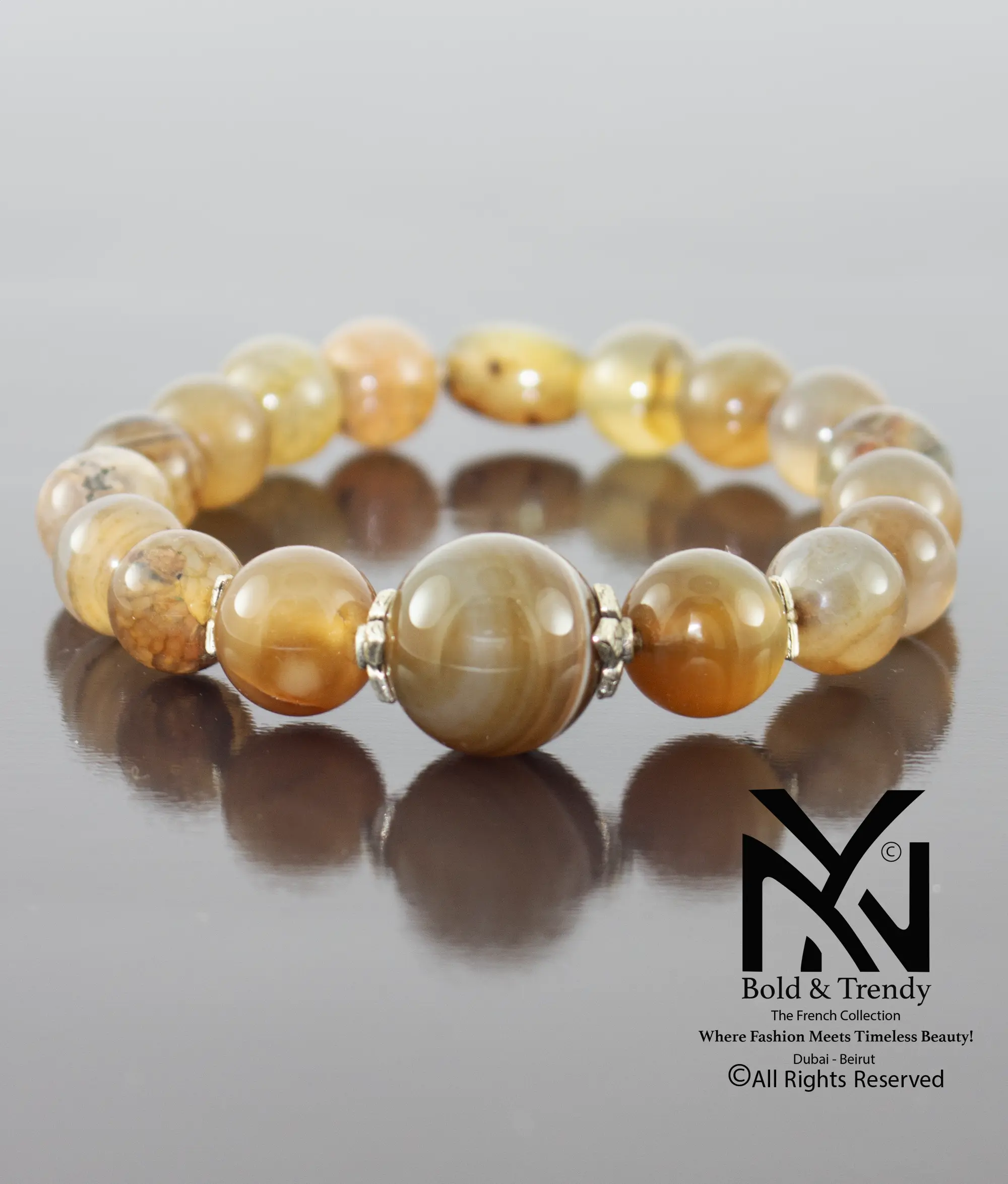 Unisex Beads Ivory Agate Bracelets 1