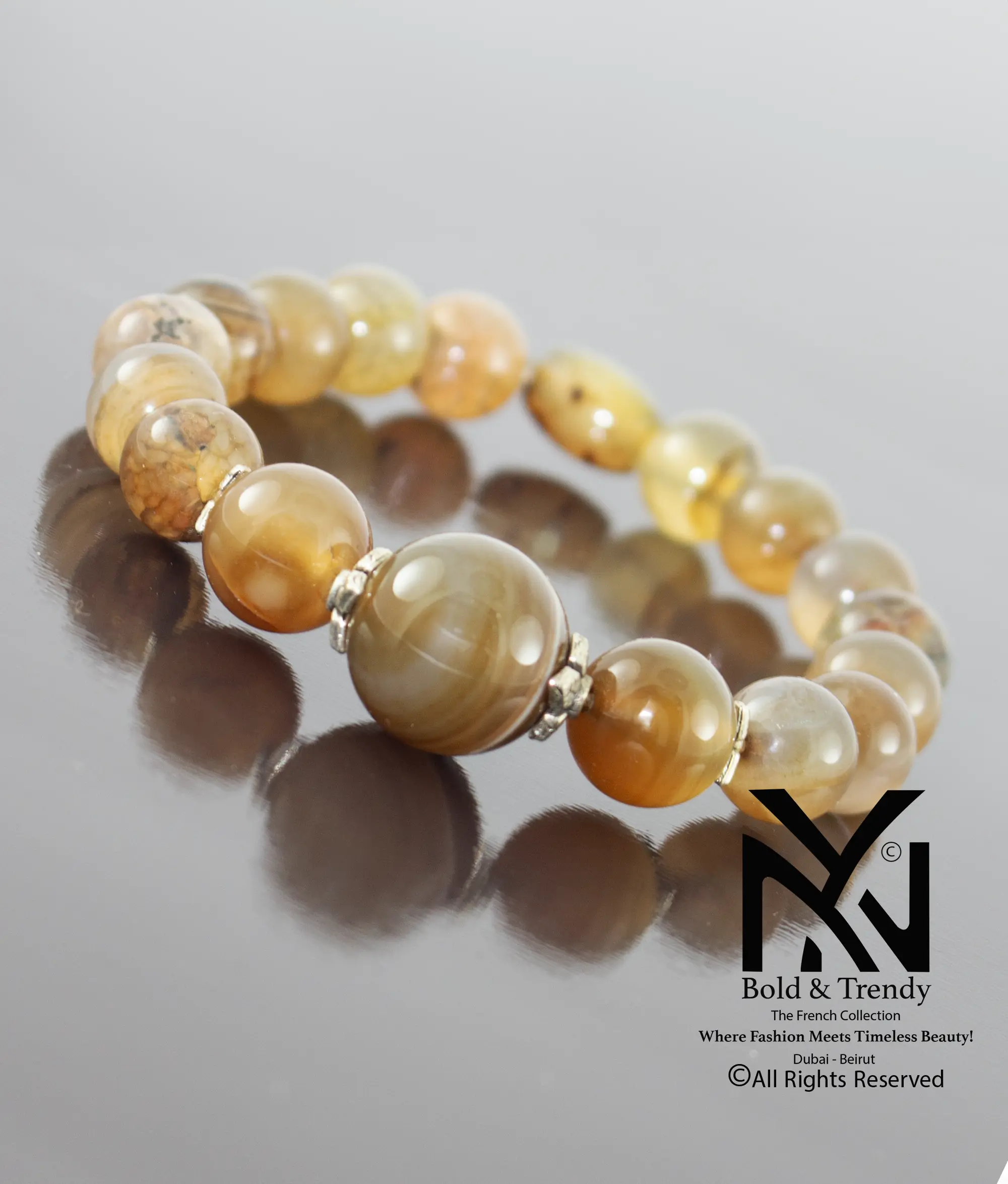  Unisex Beads Ivory Agate Bracelets 1