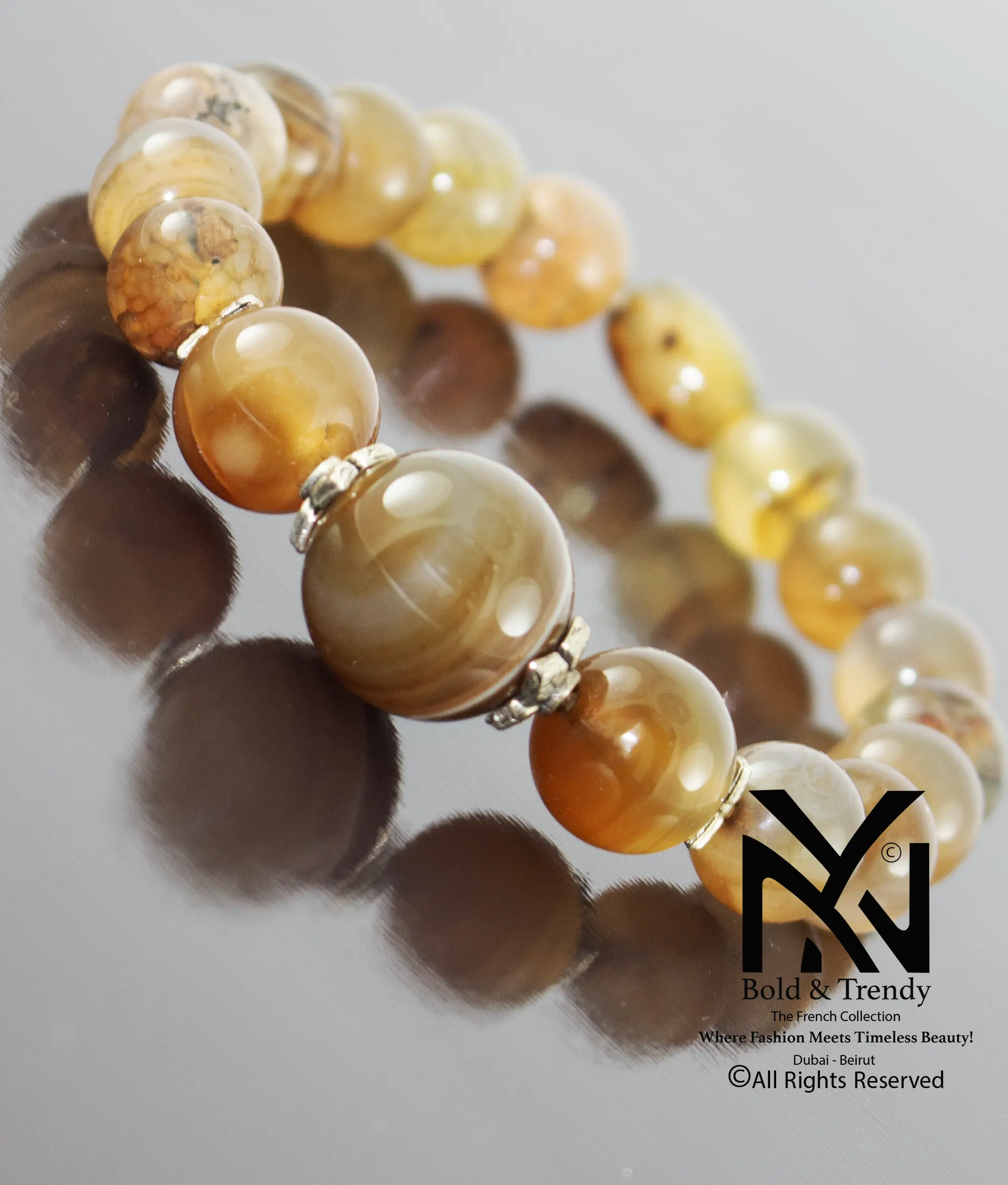  Unisex Beads Ivory Agate Bracelets 1