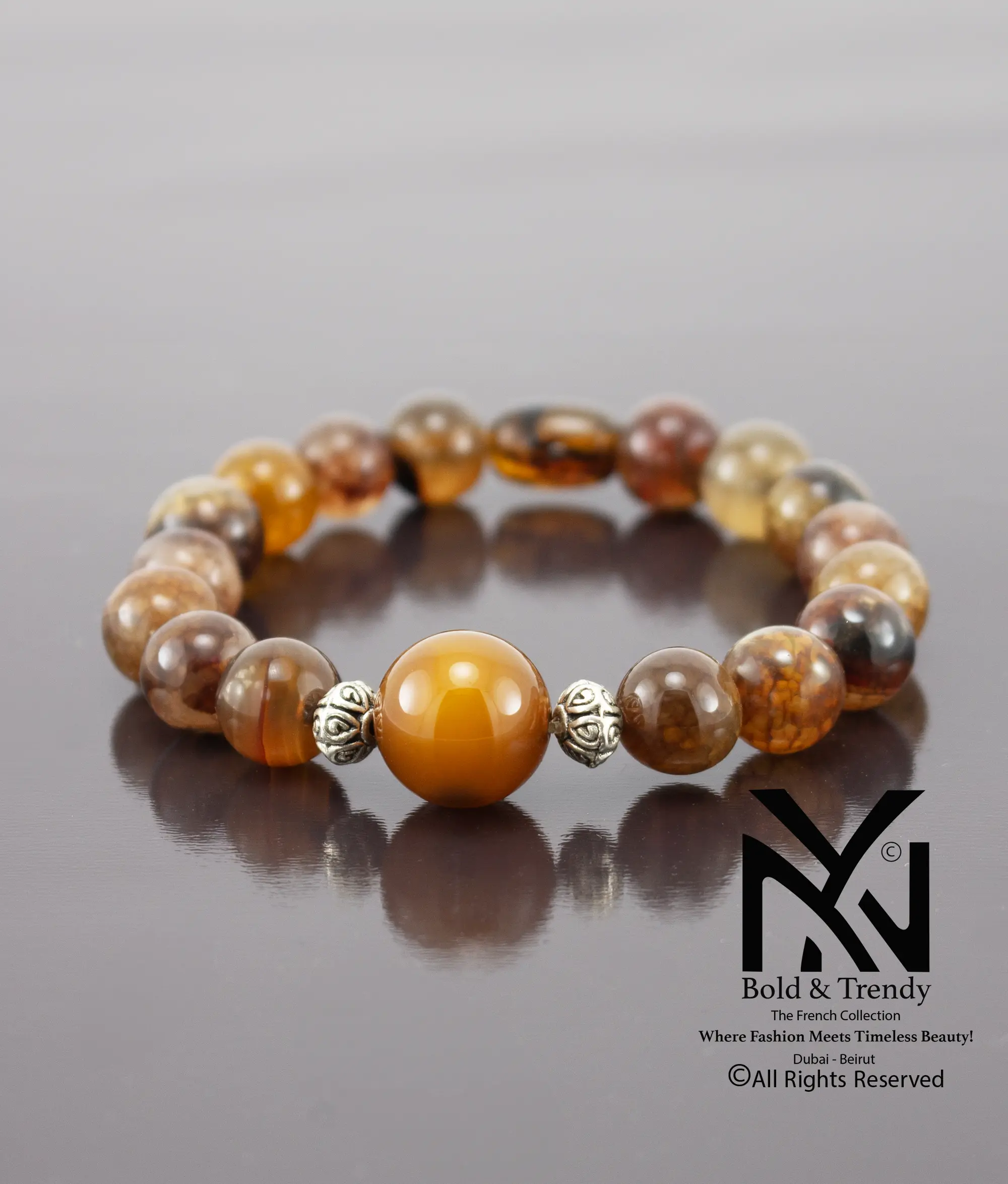Unisex Bracelet Brazilian Hazel Agate And Honey Dragon Agate 1