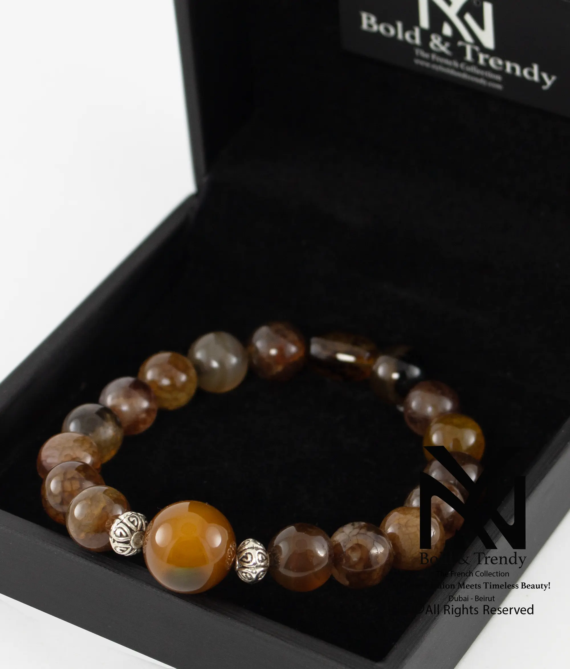 Unisex Bracelet Brazilian Hazel Agate And Honey Dragon Agate 1