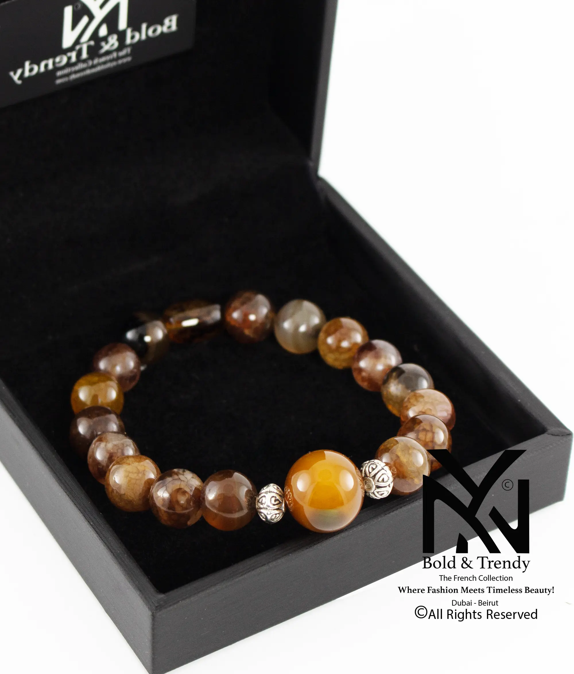 Unisex Bracelet Brazilian Hazel Agate And Honey Dragon Agate 1