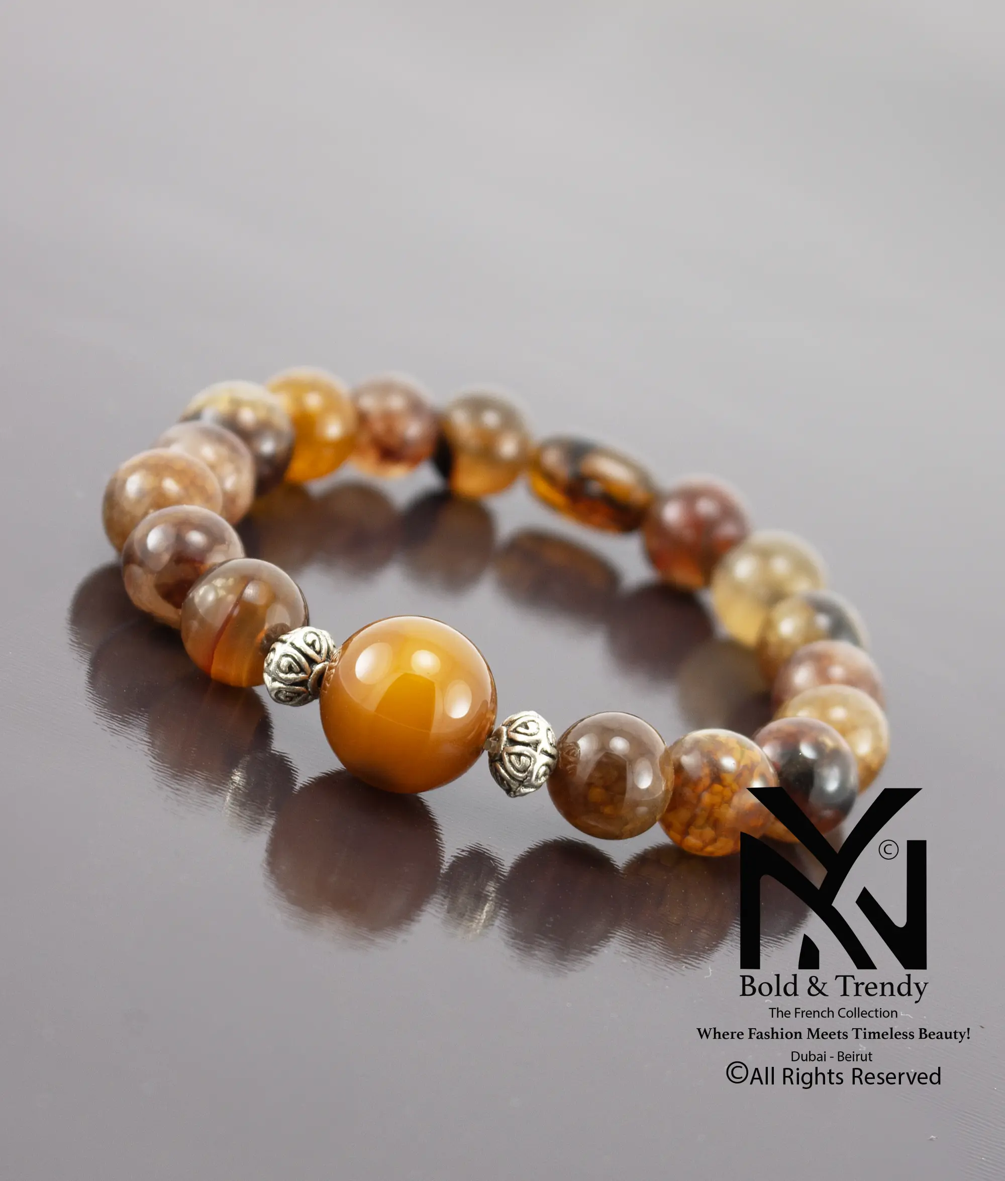 Unisex Bracelet Brazilian Hazel Agate And Honey Dragon Agate 1