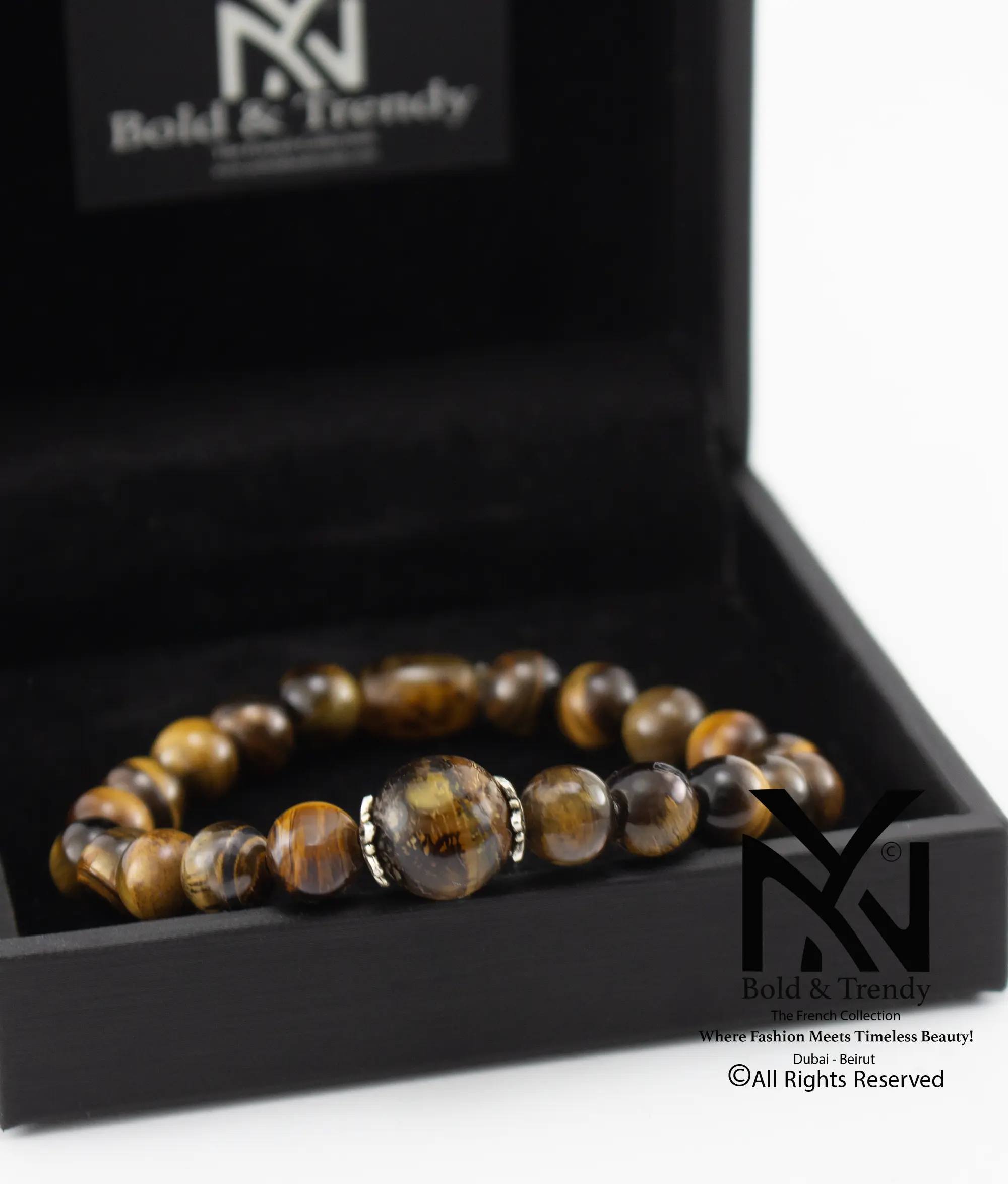  UUnisex Bracelet Natural Brown Gold Tiger Eye 1
