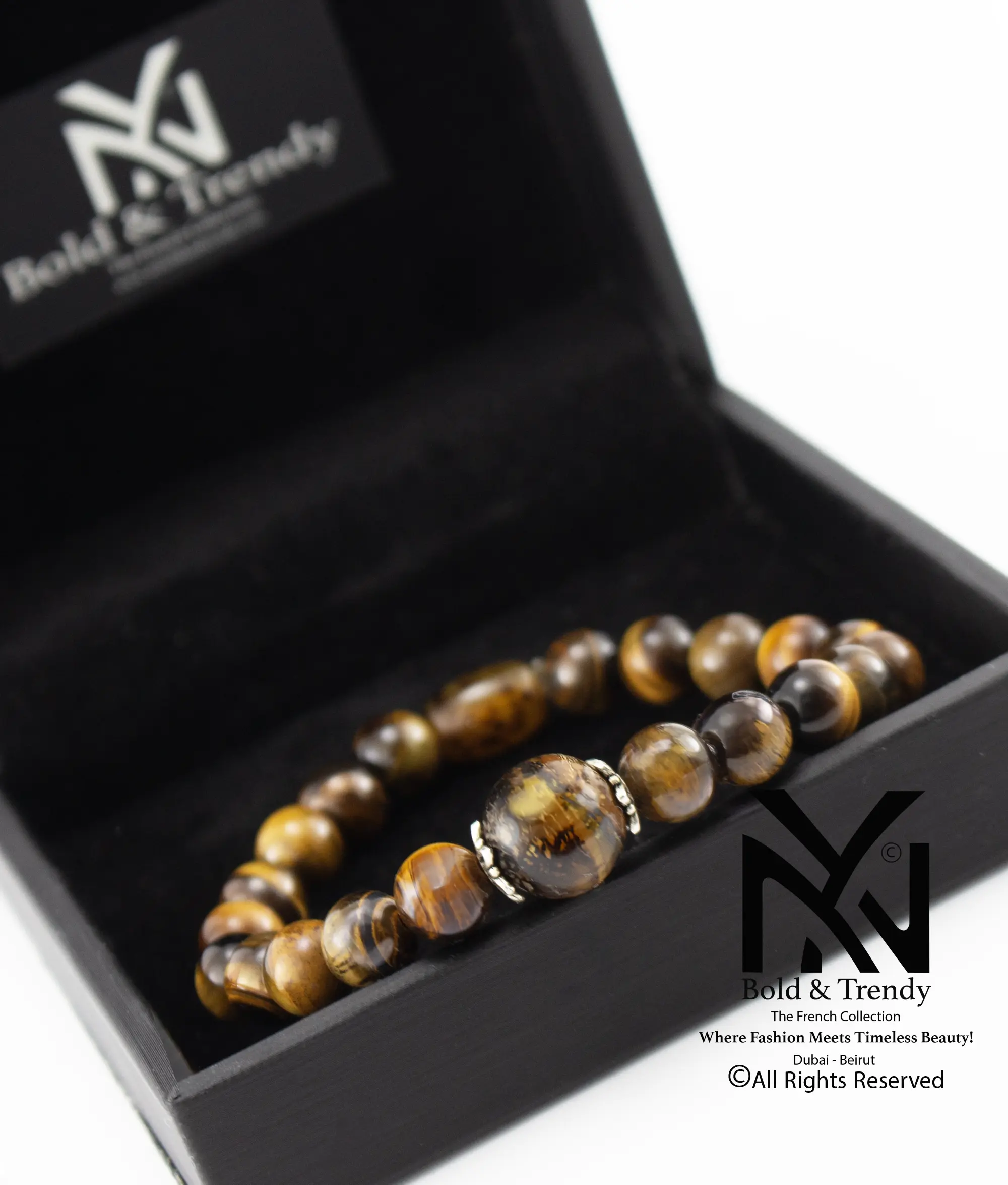  UUnisex Bracelet Natural Brown Gold Tiger Eye 1