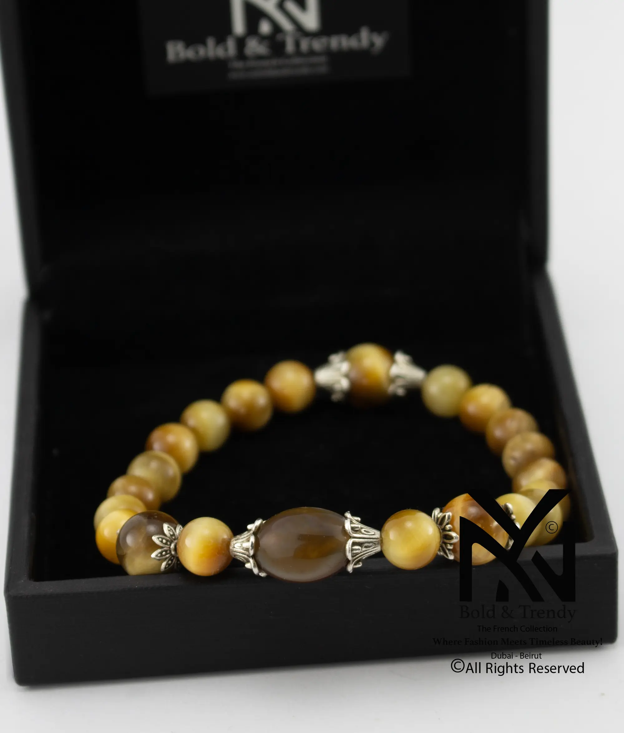  Unisex Bracelet Natural Yellow Brazilian Tiger Eye 1