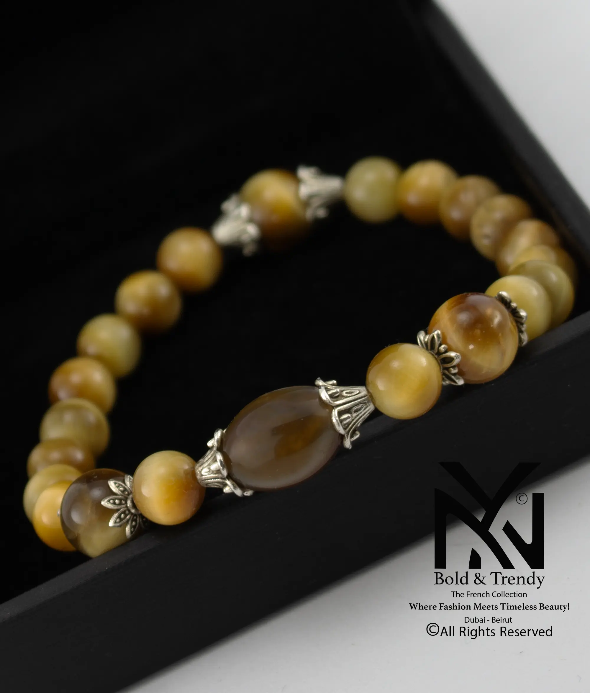  Unisex Bracelet Natural Yellow Brazilian Tiger Eye 1