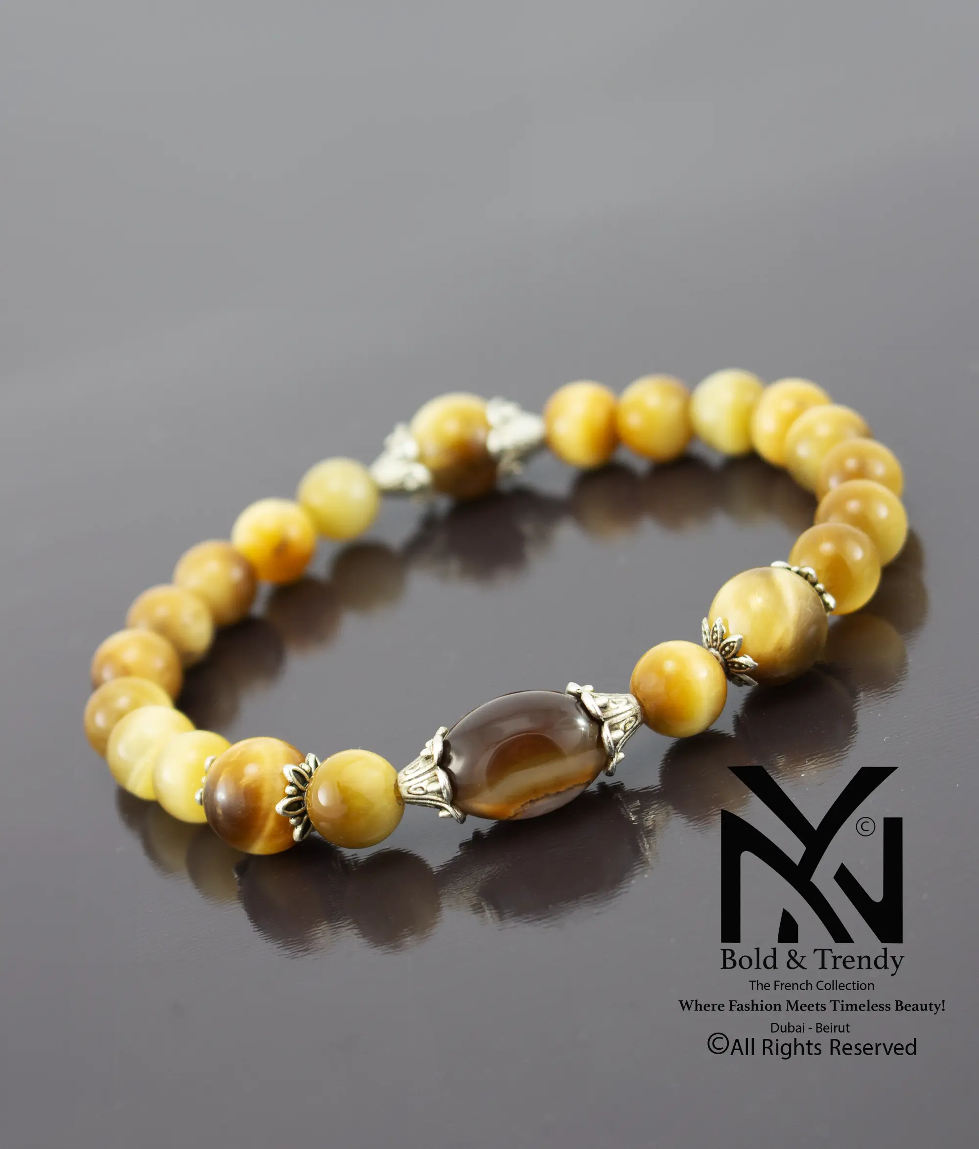  Unisex Bracelet Natural Yellow Brazilian Tiger Eye 1