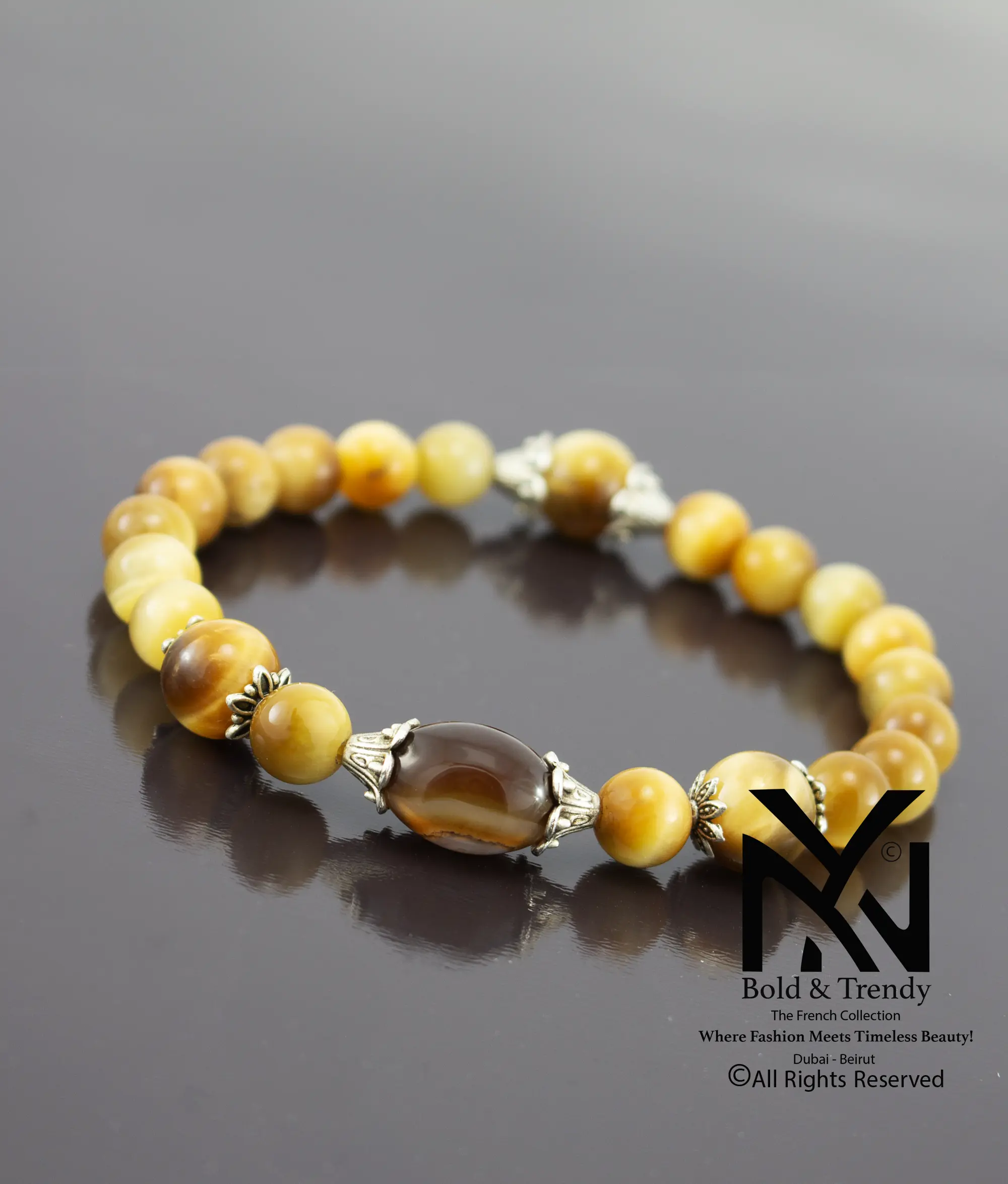  Unisex Bracelet Natural Yellow Brazilian Tiger Eye 1