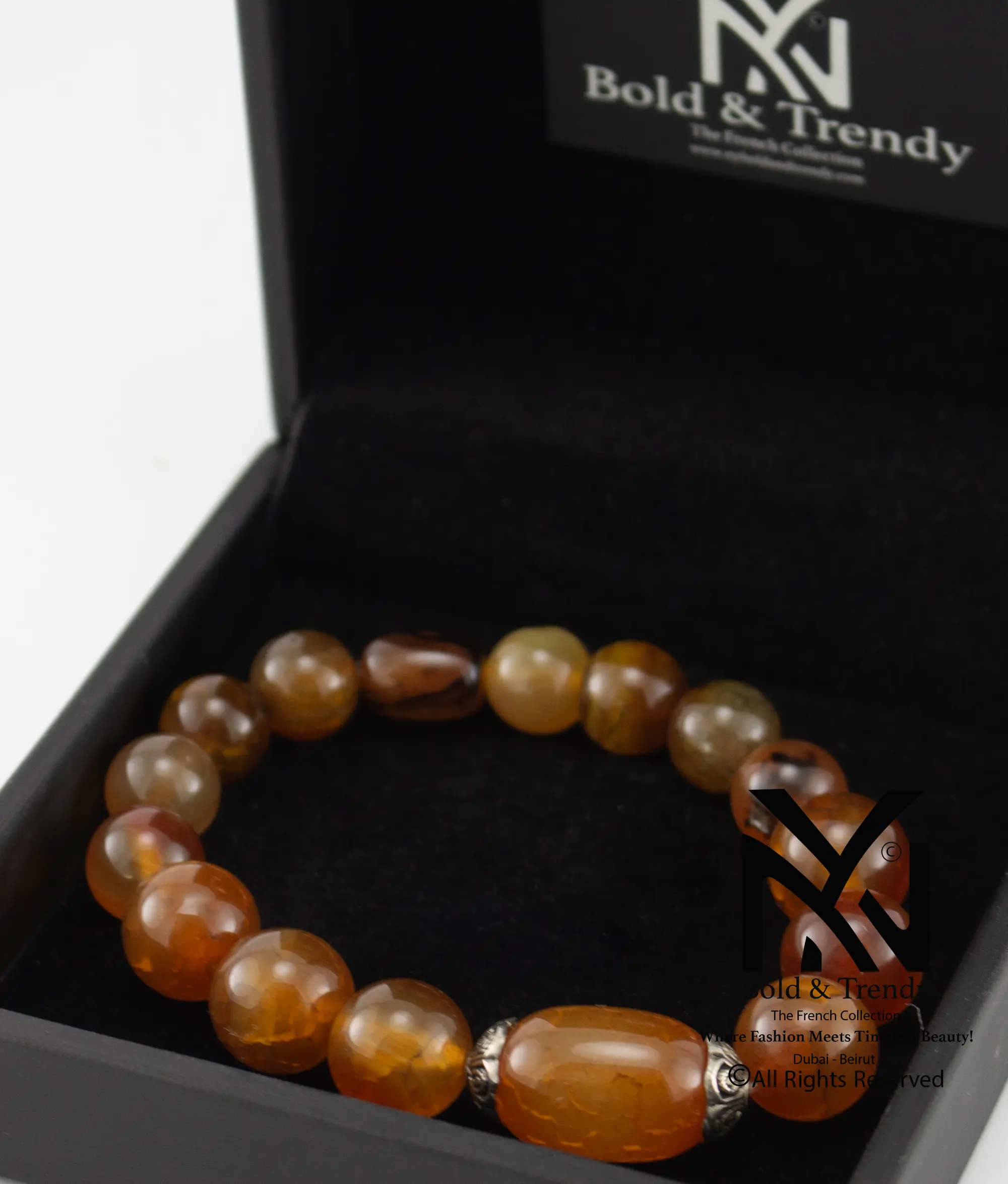  Unisex Bracelet Natural Yellow-Orange Yamani Agate 1
