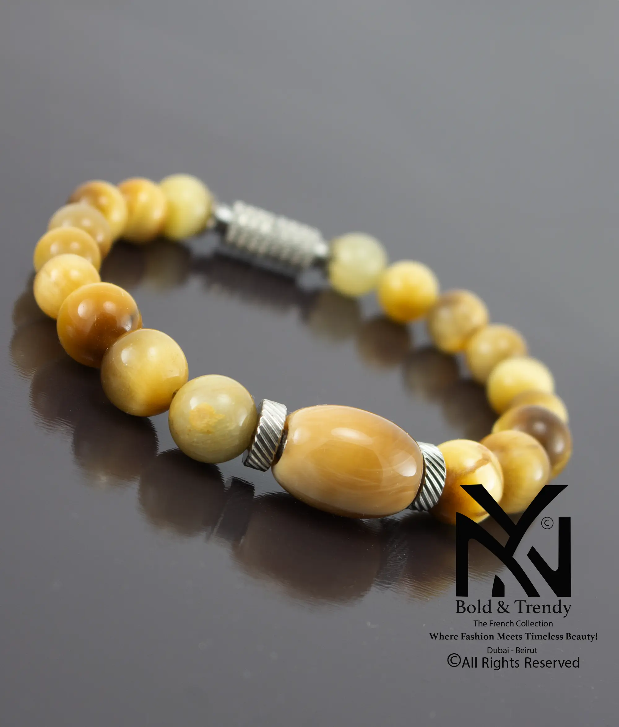  Unisex Bracelet Natural Yellow Tiger Eye 1