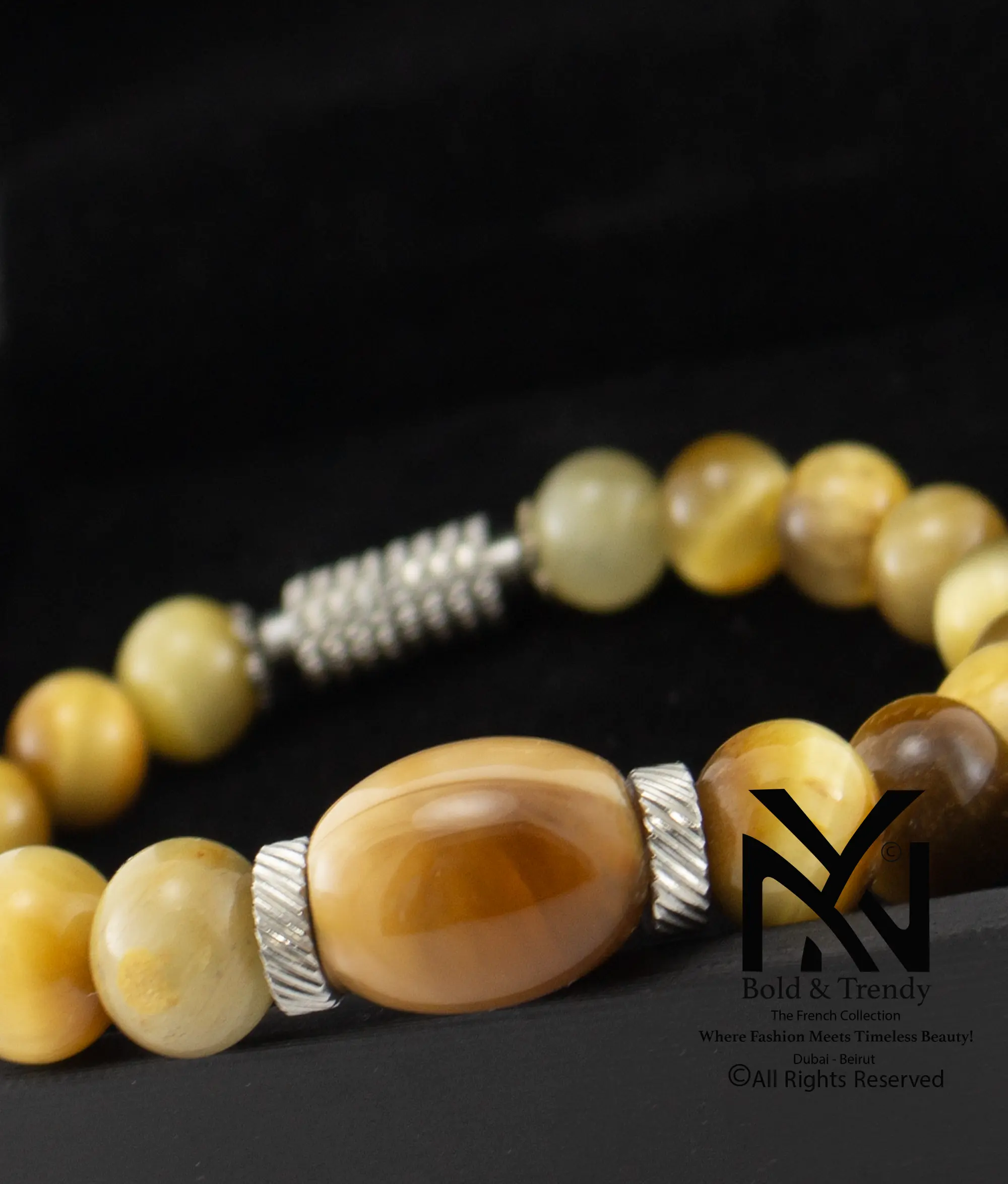  Unisex Bracelet Natural Yellow Tiger Eye 1