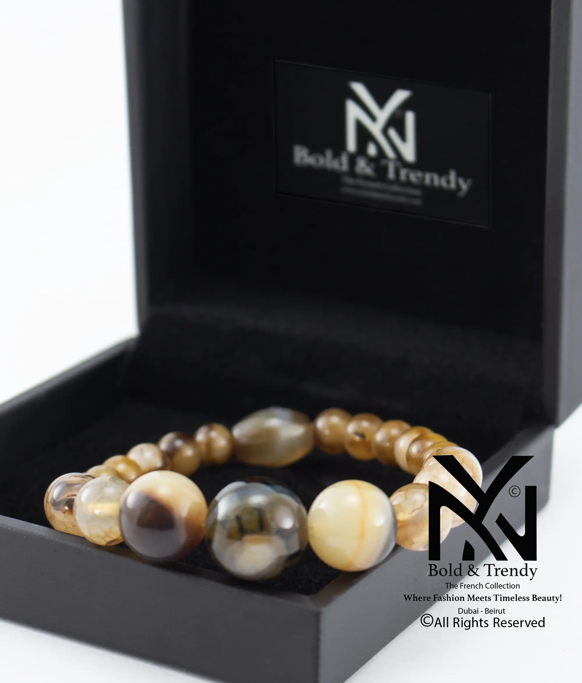  Unisex Beads Brazilian Beads Ivory And Hazel Agate Bracelets 1