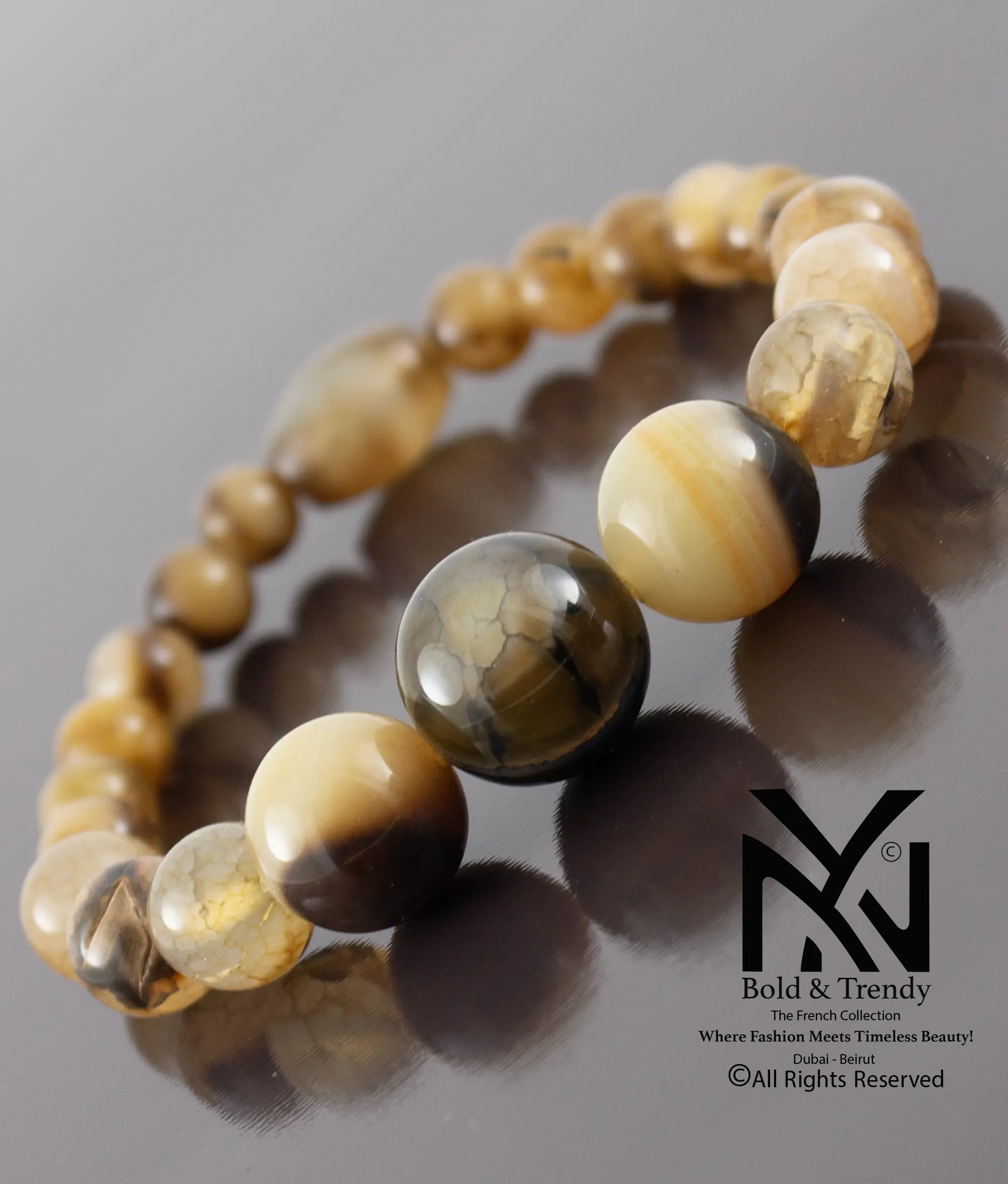  Unisex Beads Brazilian Beads Ivory And Hazel Agate Bracelets 1