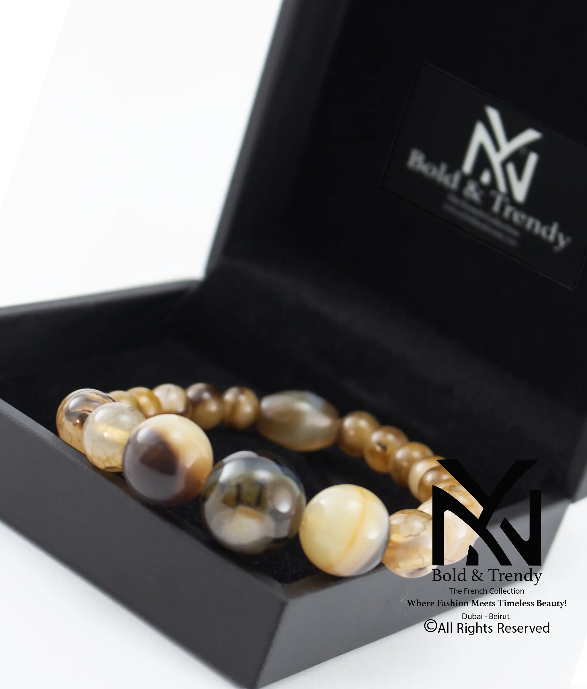  Unisex Beads Brazilian Beads Ivory And Hazel Agate Bracelets 1